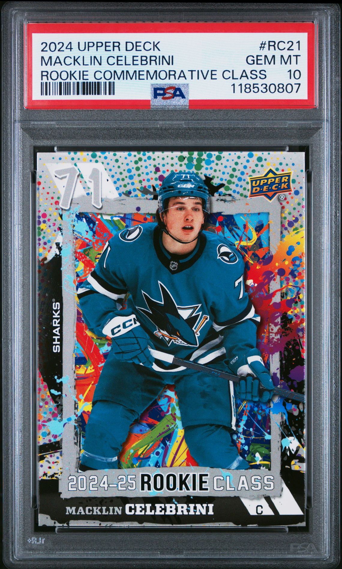 2024 Upper Deck Rookie Commemorative Class Macklin Celebrini #Rc21 Gem Mt 10 front
