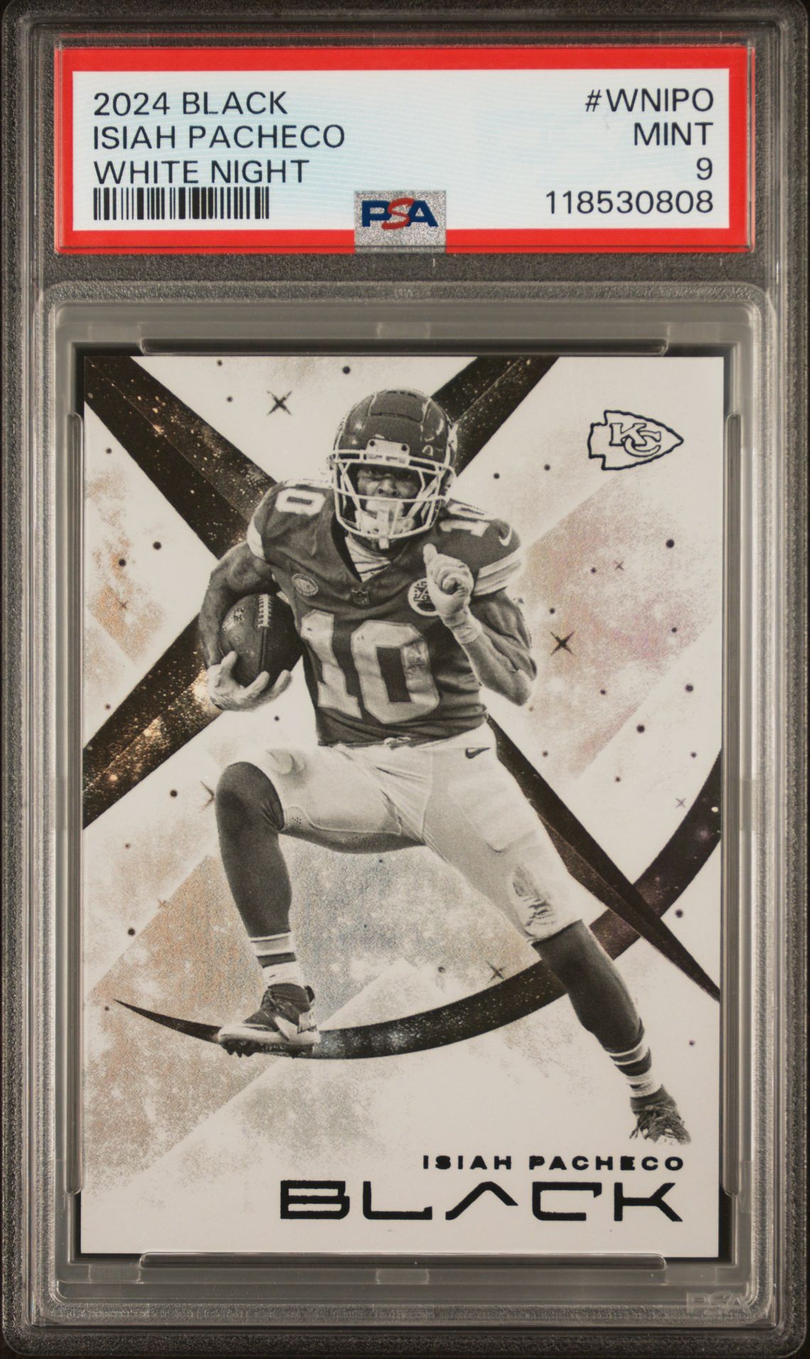2024 Panini Black White Night Isiah Pacheco #Wnipo Mint 9 front