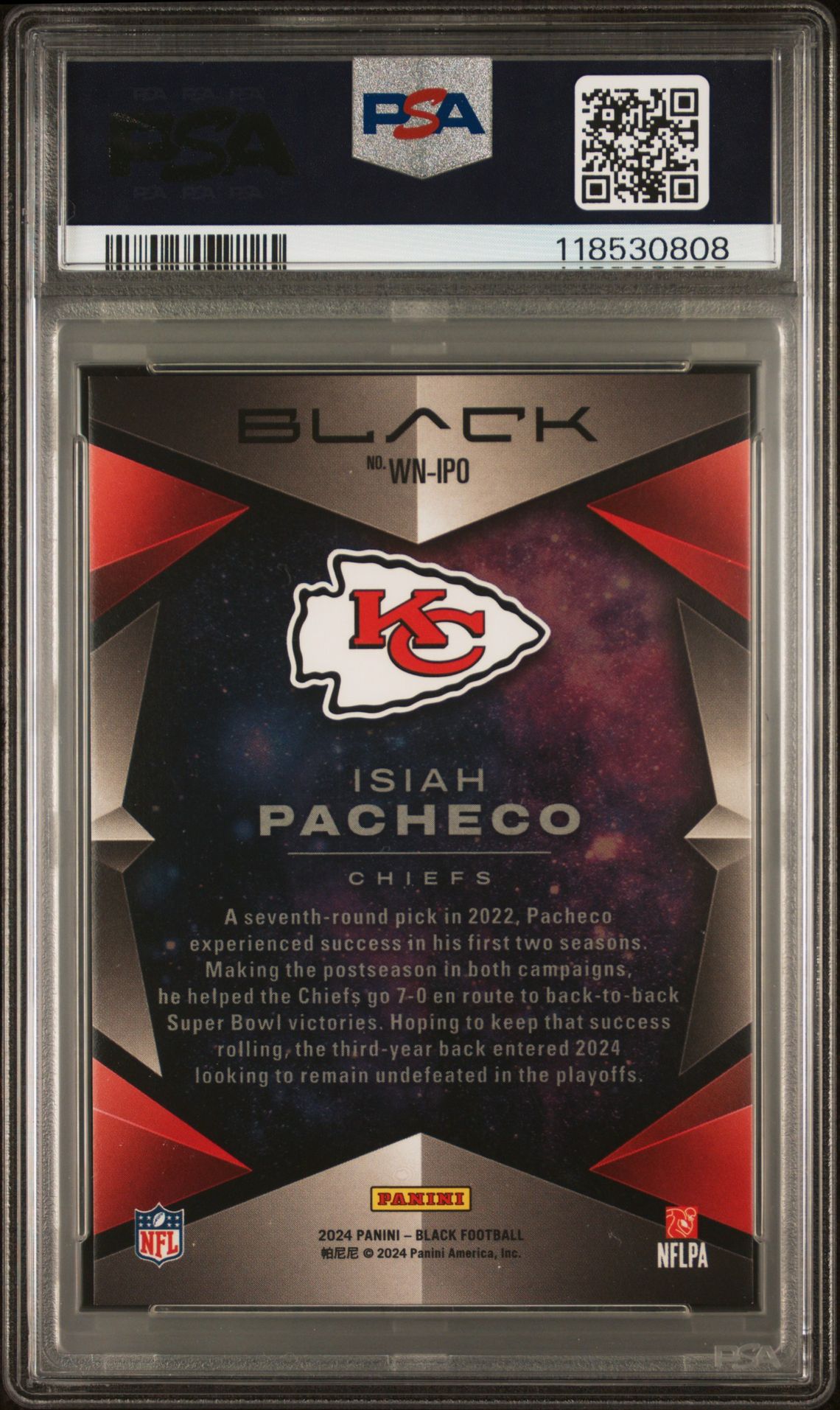 2024 Panini Black White Night Isiah Pacheco #Wnipo Mint 9 back