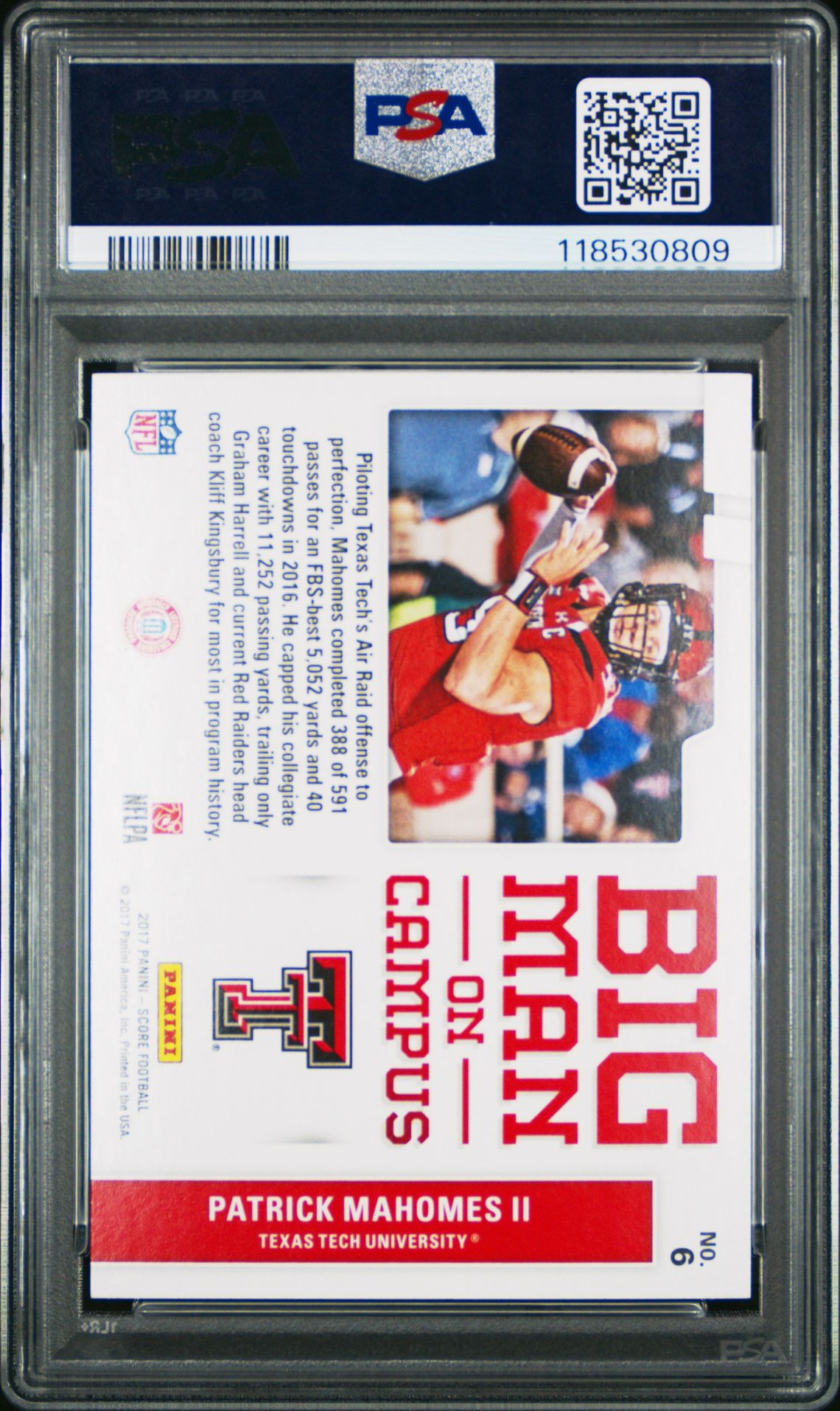 2017 Panini Score Big Man On Campus Patrick Mahomes Ii #6 (Big Man On Campus) Gem Mt 10 back