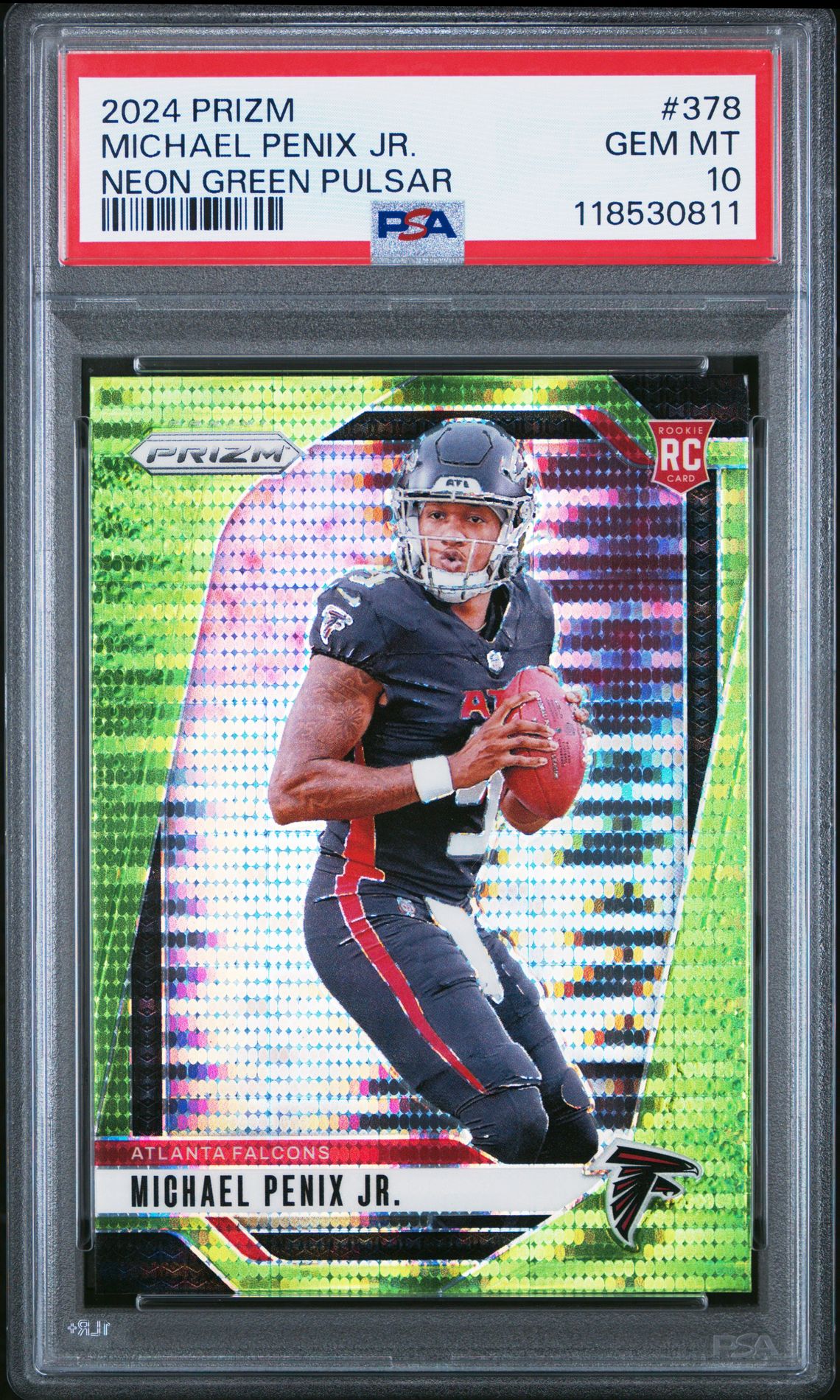2024 Panini Prizm Michael Penix Jr. #378 (Neon Green Pulsar) Gem Mt 10 front