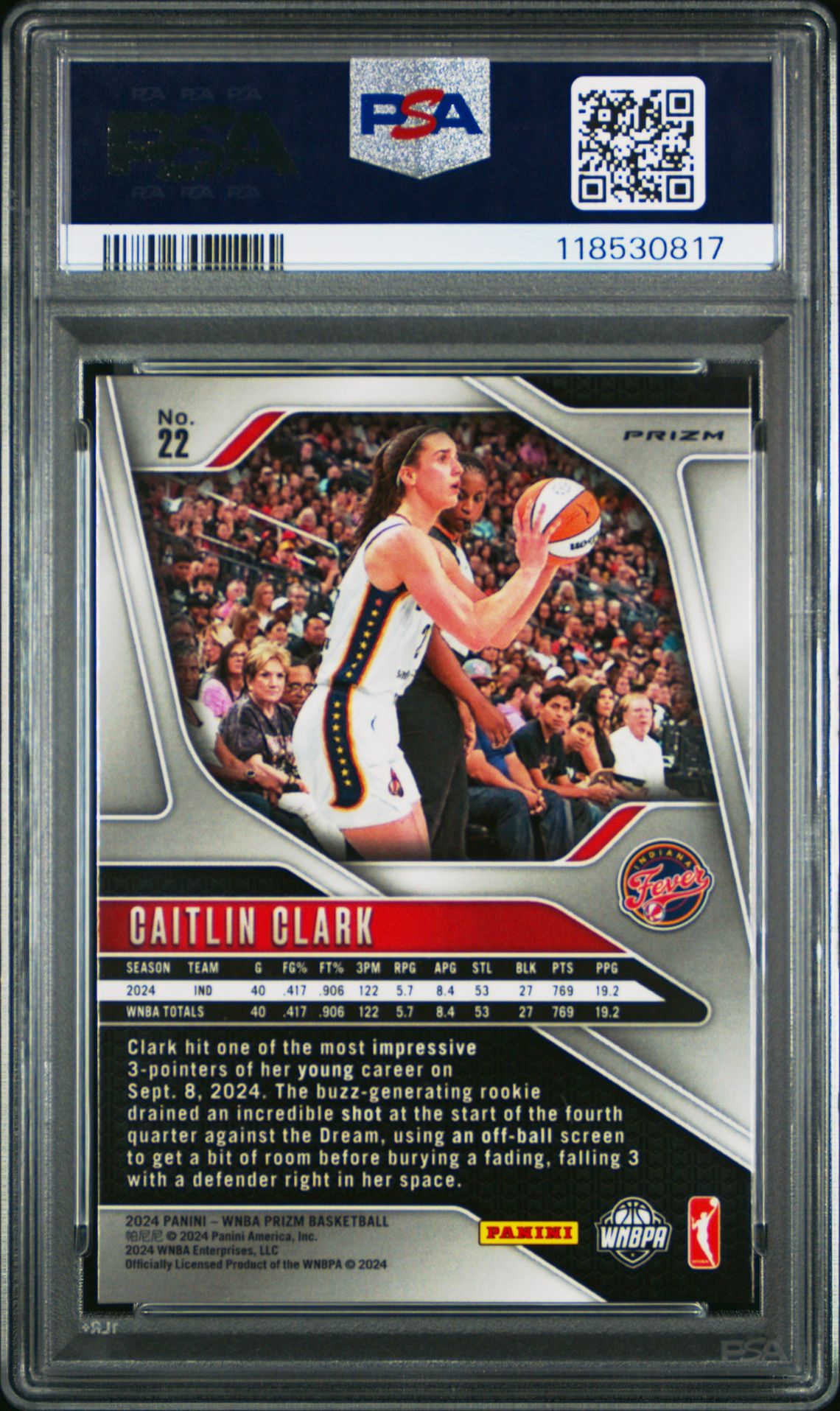 2024 Panini Prizm Wnba Caitlin Clark #22 (Green Prizm) Mint 9 back