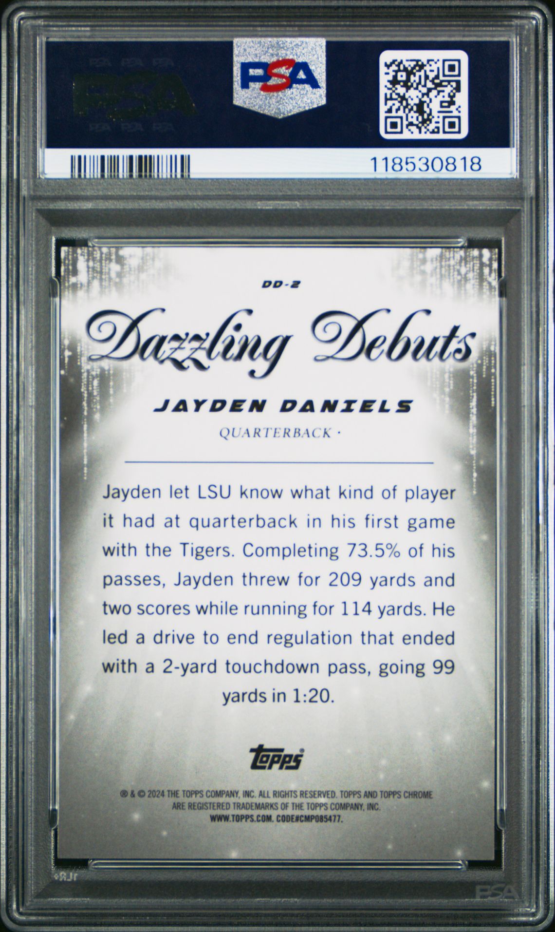 2024 Topps Chrome Dazzling Debuts Jayden Daniels #Dd2 Gem Mt 10 back