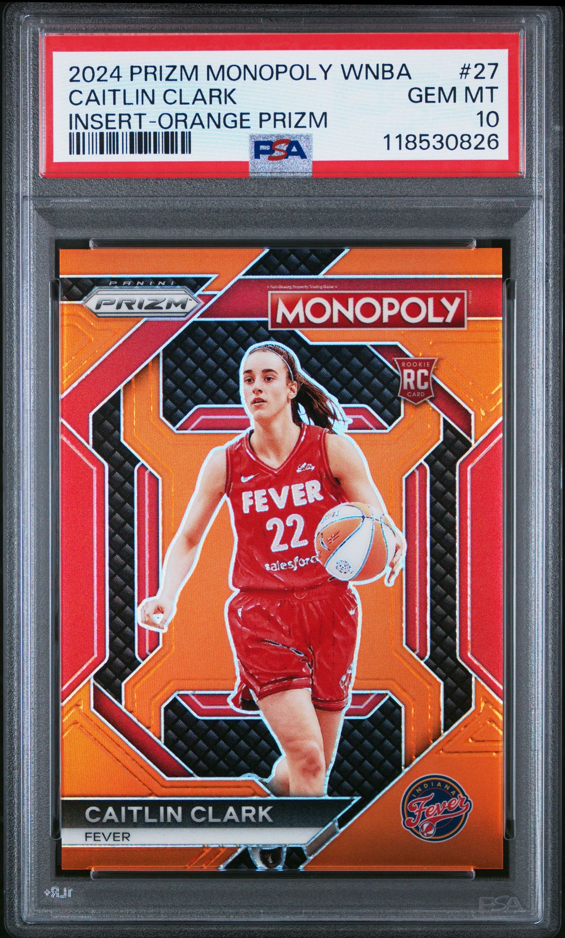2024 Panini Prizm Monopoly Wnba Insert Caitlin Clark #27 (Insert-Orange Prizm) Gem Mt 10 front