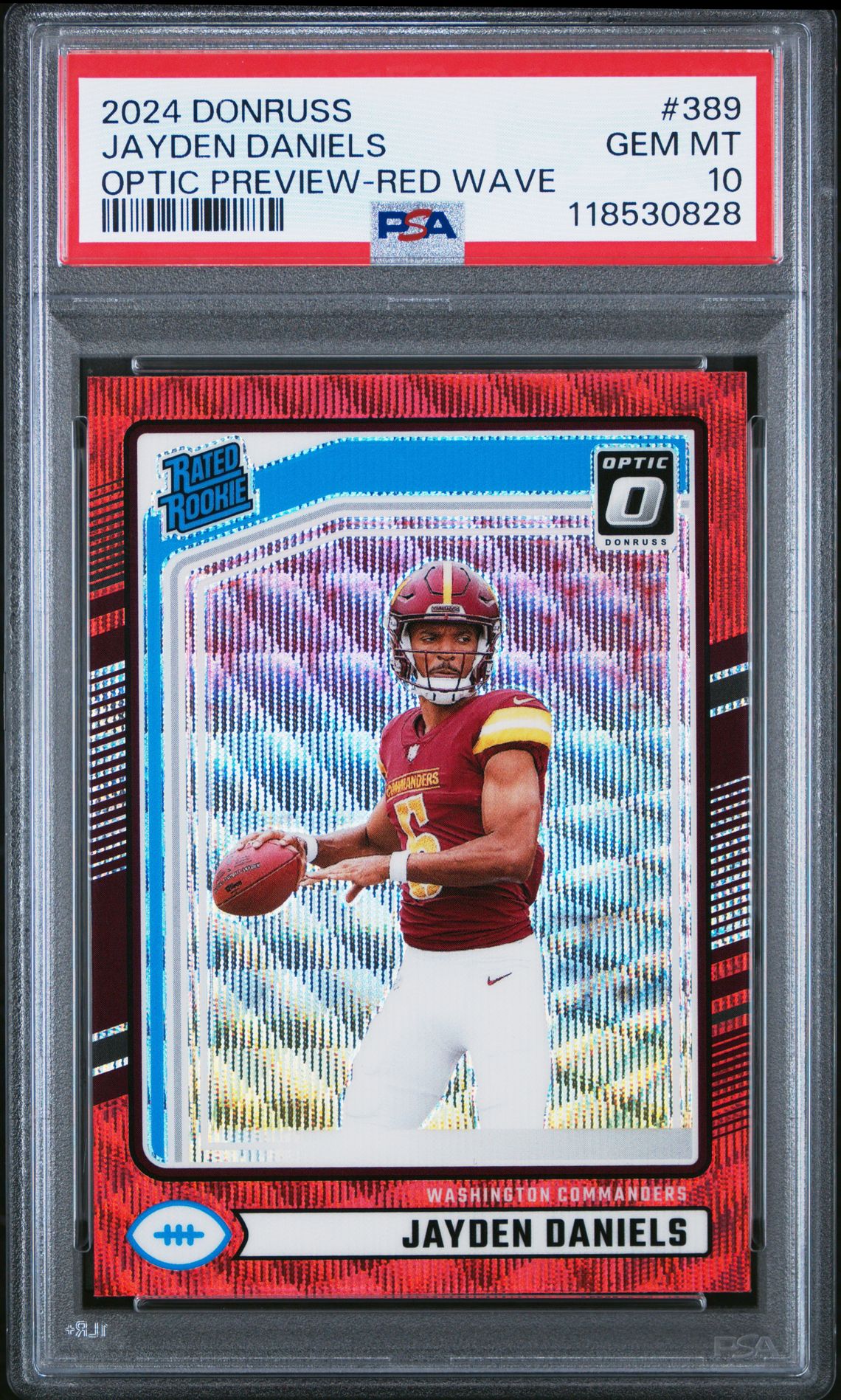 2024 Panini Donruss Jayden Daniels #389 (Optic Preview-Red Wave) Gem Mt 10 front