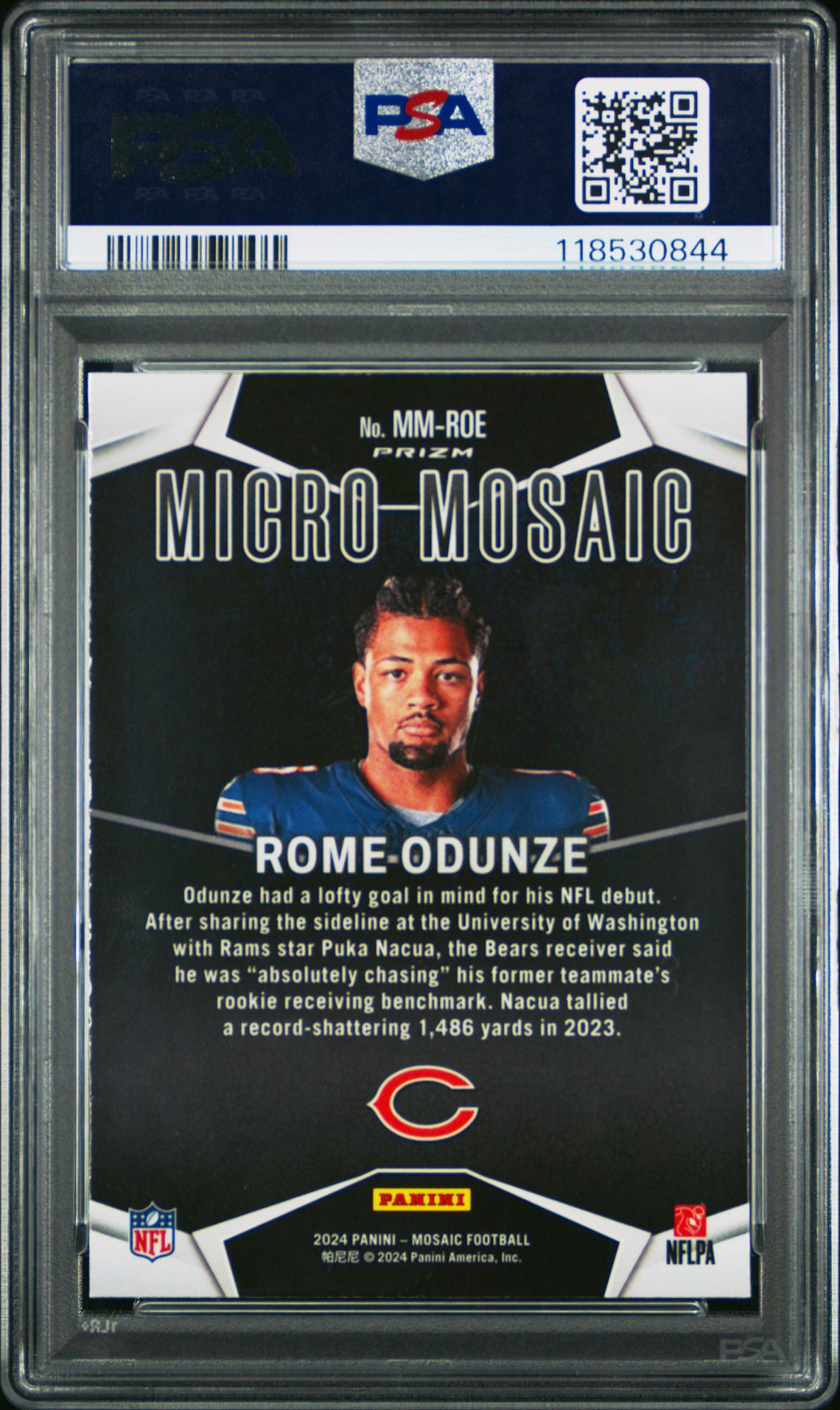 2024 Panini Mosaic Micro Mosaic Rome Odunze #Mmroe Gem Mt 10 back
