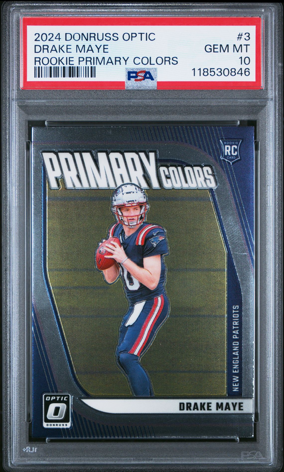 2024 Panini Donruss Optic Rookie Primary Colors Drake Maye #3 Gem Mt 10 front