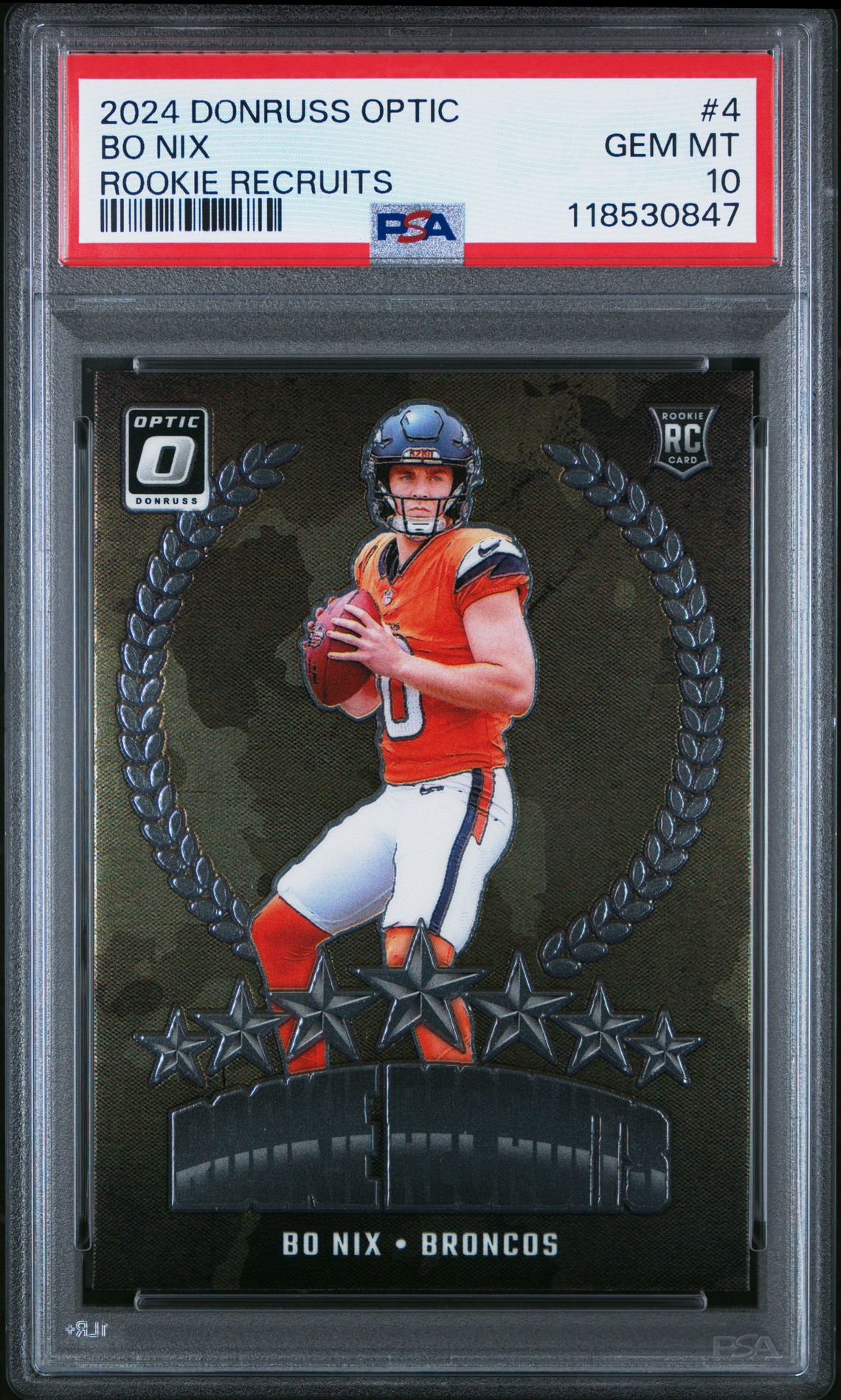 2024 Panini Donruss Optic Rookie Recruits Bo Nix #4 Gem Mt 10 front