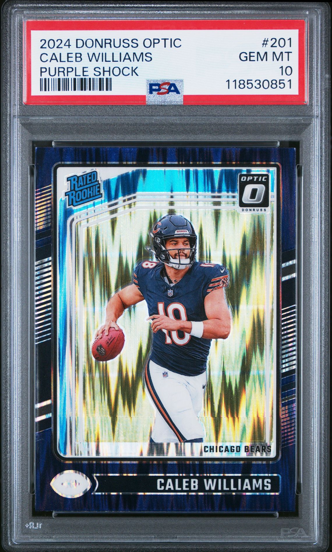 2024 Panini Donruss Optic Caleb Williams #201 (Purple Shock) Gem Mt 10 front