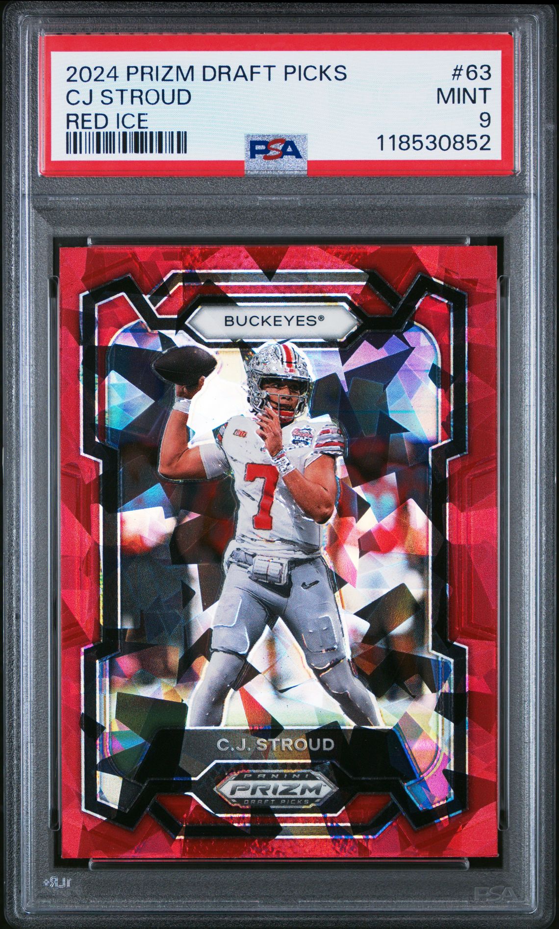 2024 Panini Prizm Draft Picks Cj Stroud #63 (Red Ice) Mint 9 front