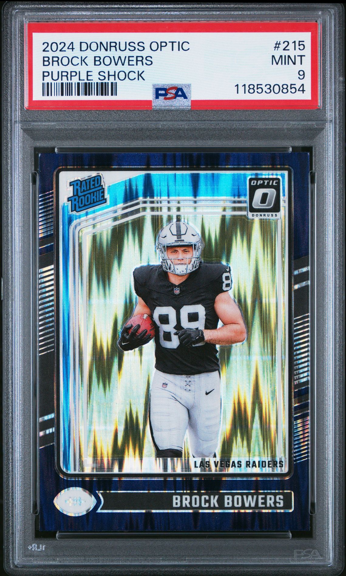 2024 Panini Donruss Optic Brock Bowers #215 (Purple Shock) Mint 9 front