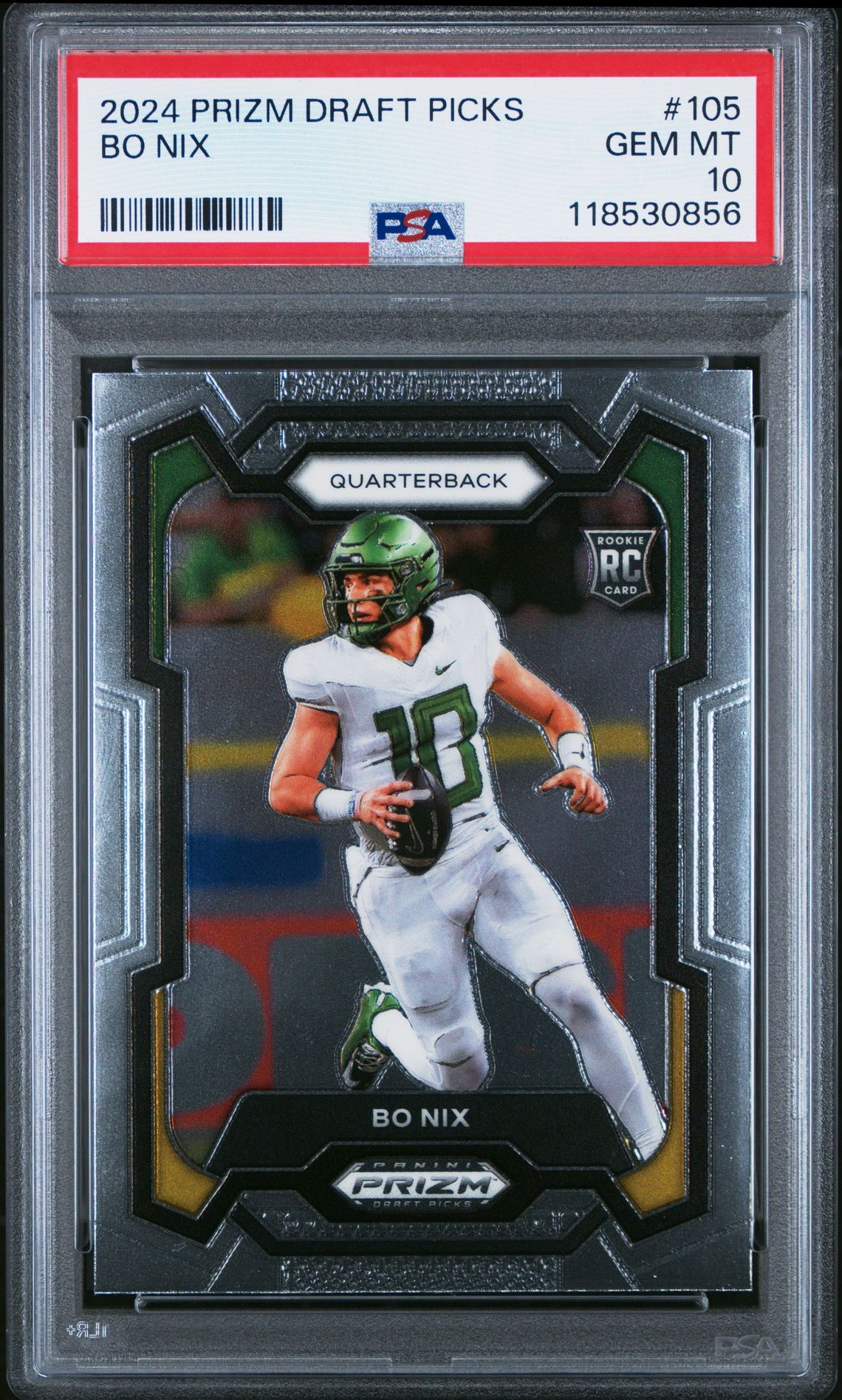 2024 Panini Prizm Draft Picks Bo Nix #105 Gem Mt 10 front
