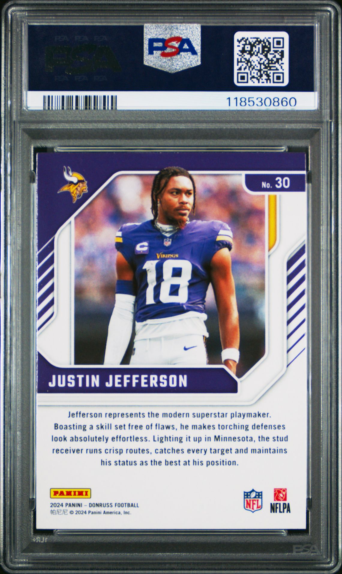 2024 Panini Donruss The Elite Series Justin Jefferson #30 Gem Mt 10 back