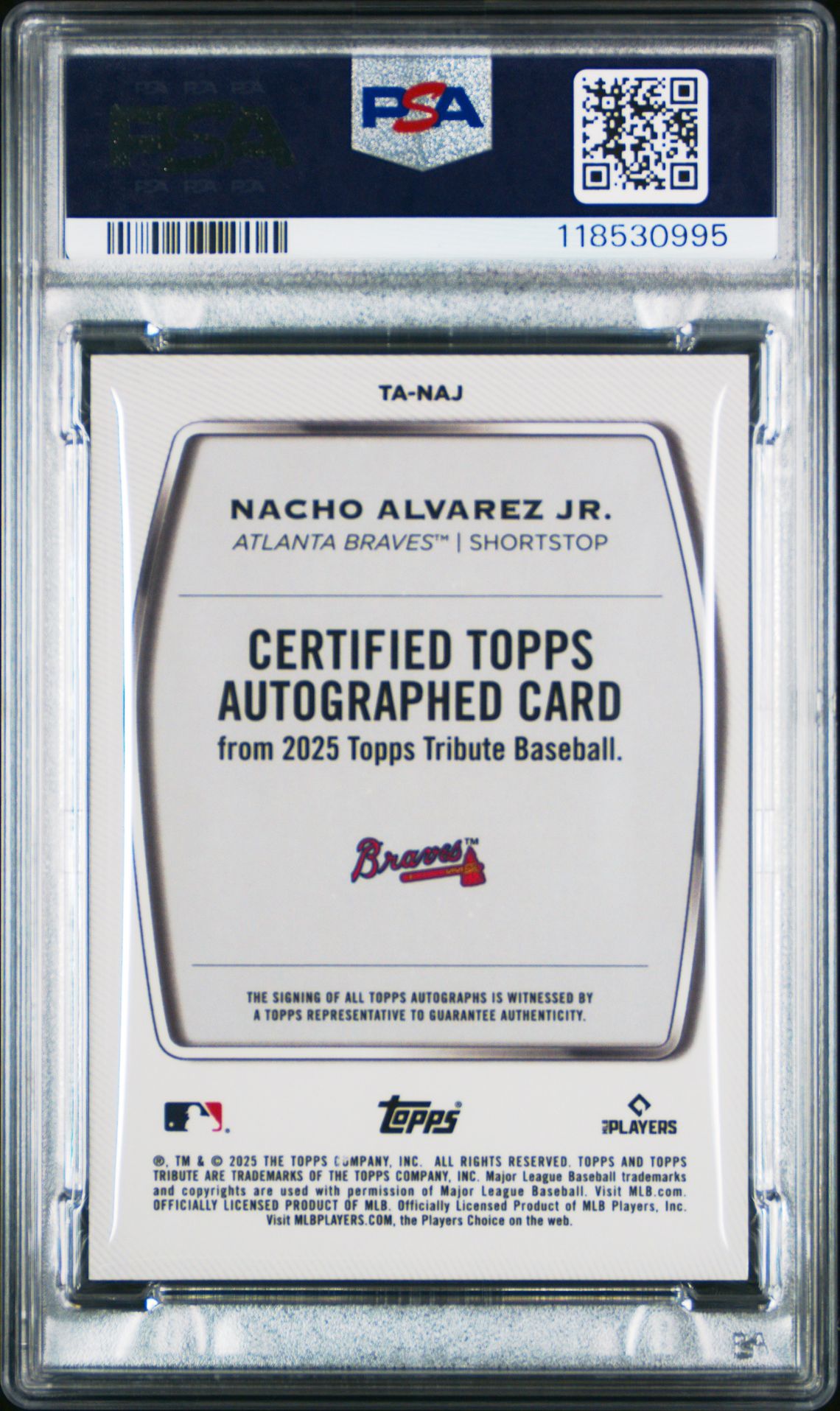 2025 Topps Tribute Tribute Autographs Nacho Alvarez Jr. #Tanaj (Tribute Autograph-Blue) Mint 9 back