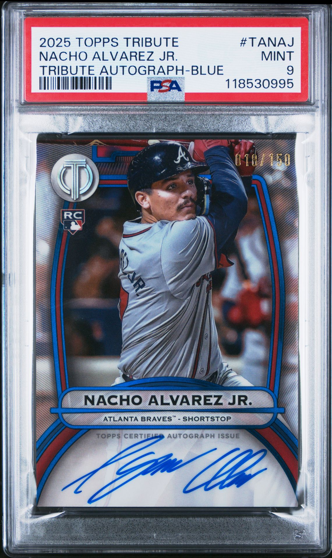 2025 Topps Tribute Tribute Autographs Nacho Alvarez Jr. #Tanaj (Tribute Autograph-Blue) Mint 9 front