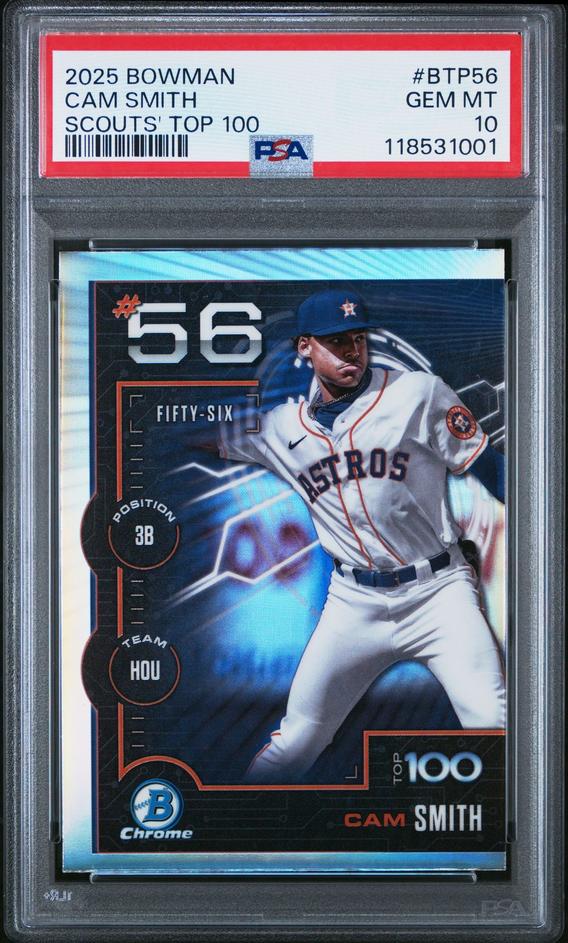 2025 Bowman Scouts' Top 100 Cam Smith #Btp56 Gem Mt 10 front