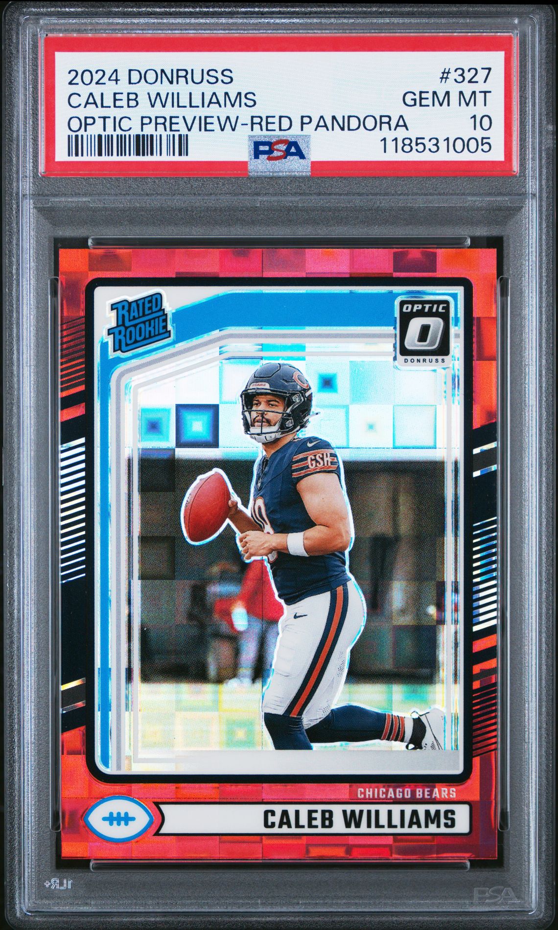 2024 Panini Donruss Caleb Williams #327 (Optic Preview-Red Pandora) Gem Mt 10 front