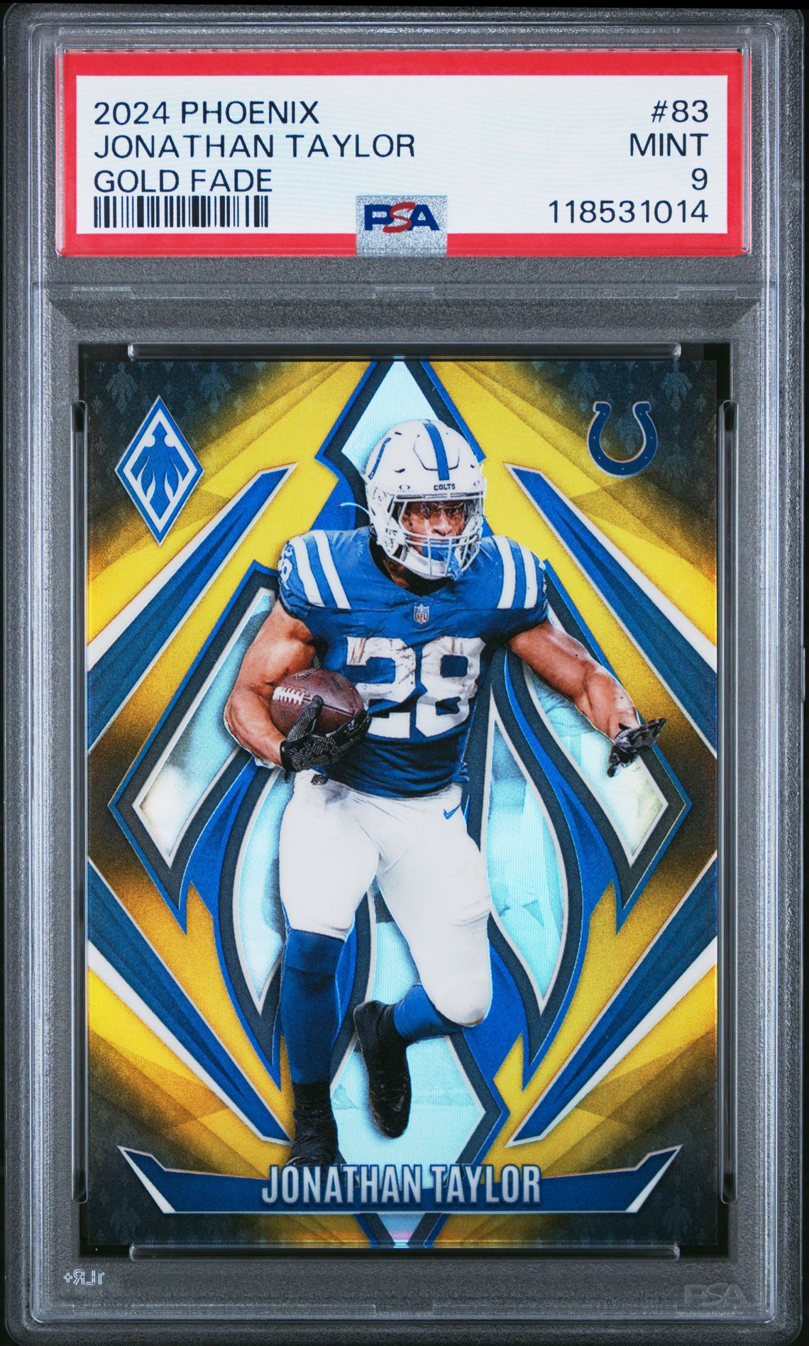 2024 Panini Phoenix Jonathan Taylor #83 (Gold Fade) Mint 9 front