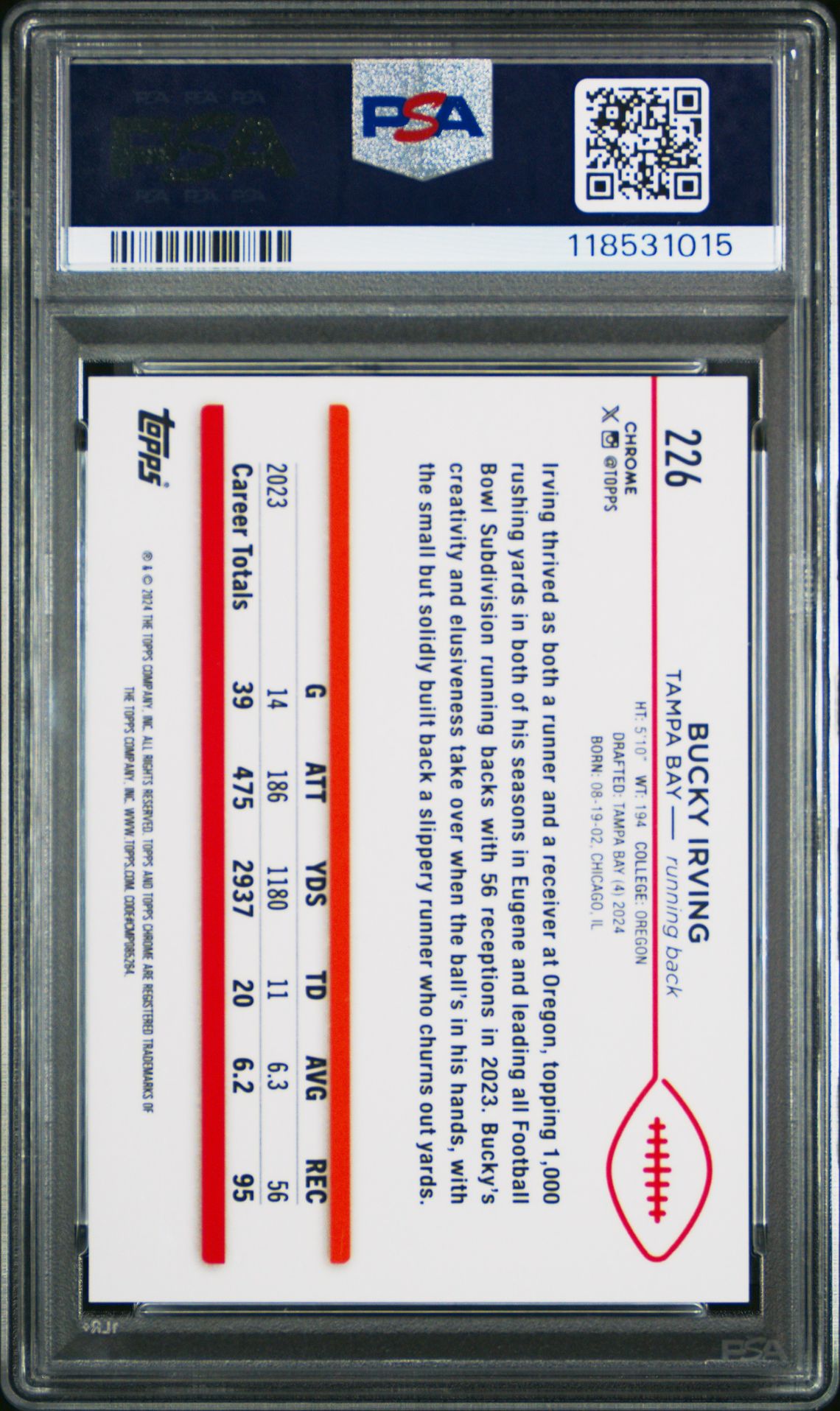 2024 Topps Chrome Bucky Irving #226 (Camo Wave) Mint 9 back