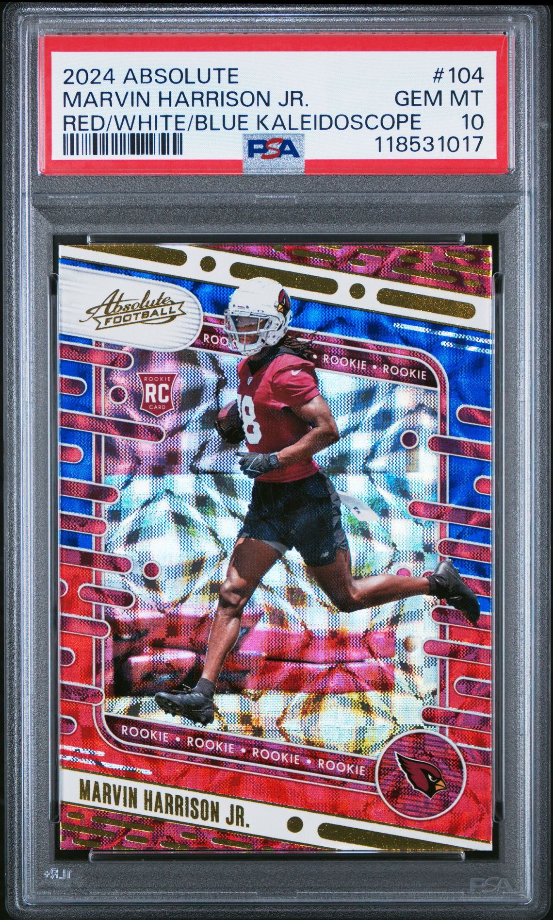2024 Panini Absolute Marvin Harrison Jr. #104 (Red/White/Blue Kaleidoscope) Gem Mt 10 front