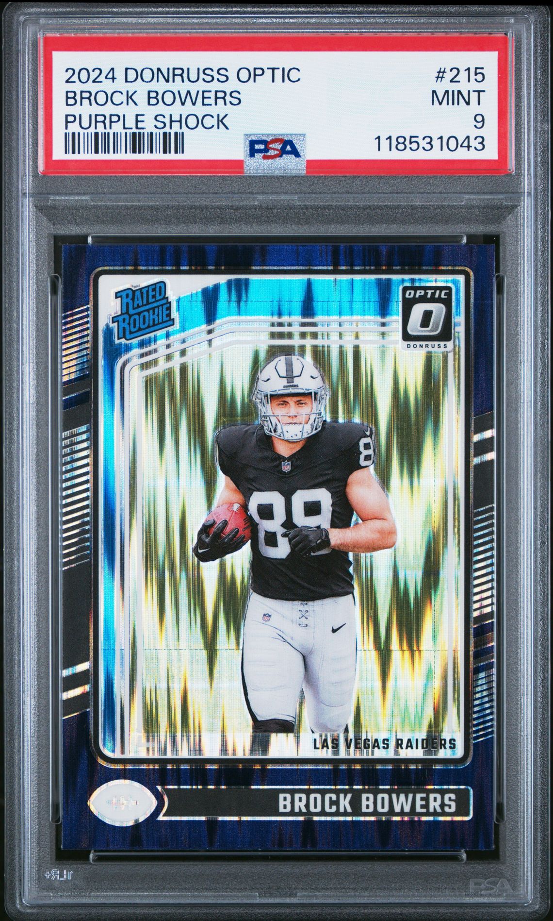 2024 Panini Donruss Optic Brock Bowers #215 (Purple Shock) Mint 9 front