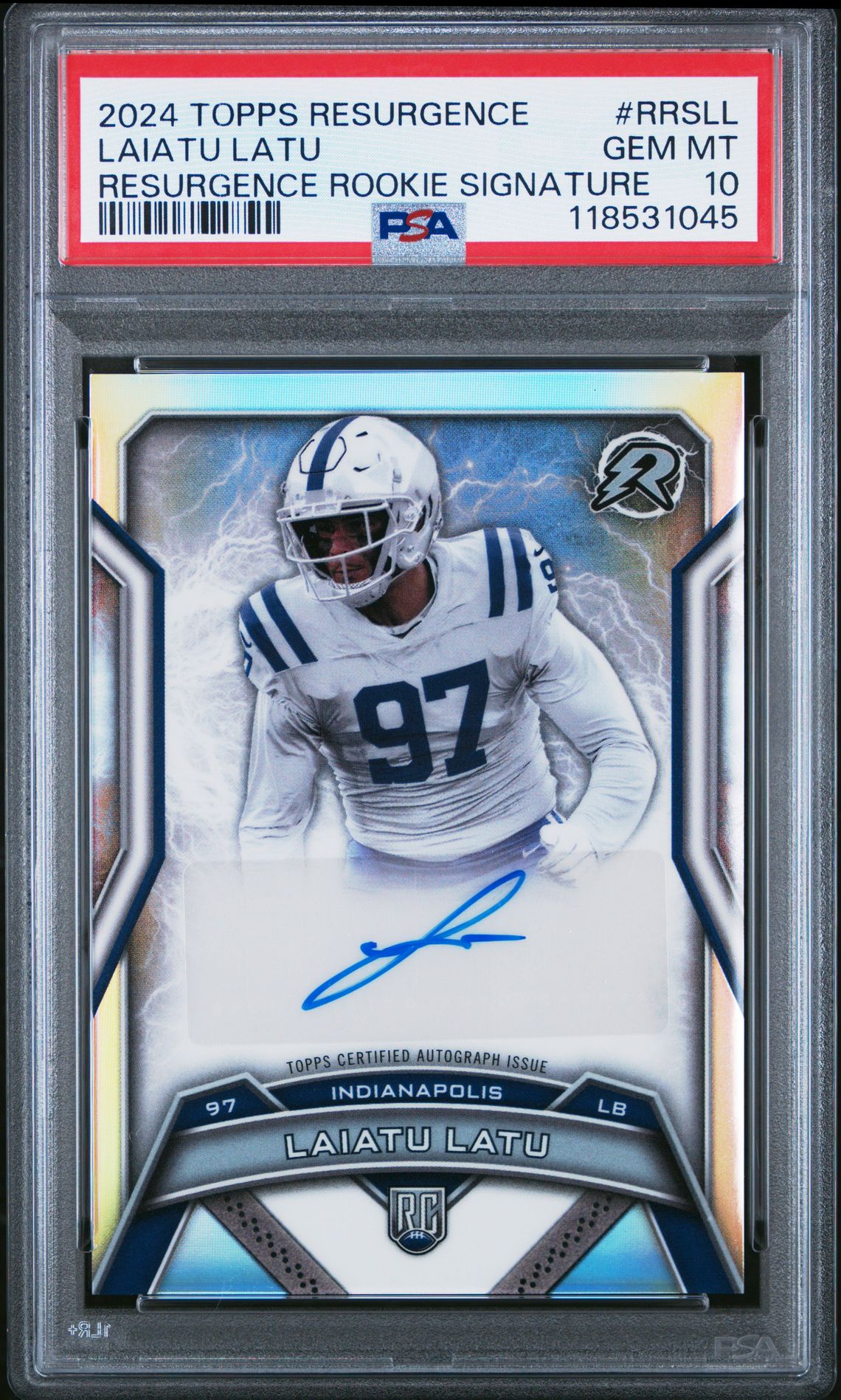 2024 Topps Resurgence Resurgence Rookie Signatures Laiatu Latu #Rrsll (Resurgence Rookie Signature) Gem Mt 10 front