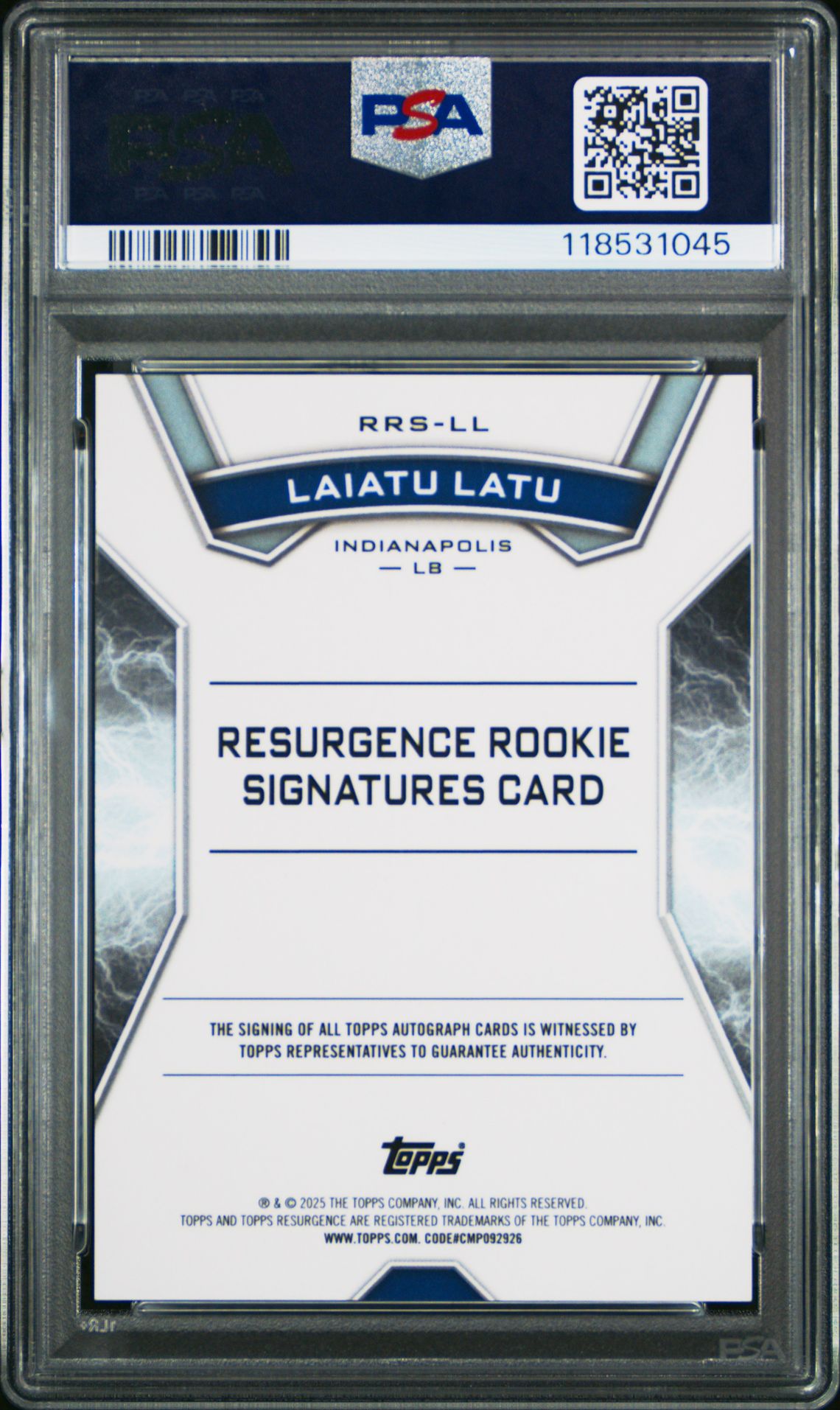 2024 Topps Resurgence Resurgence Rookie Signatures Laiatu Latu #Rrsll (Resurgence Rookie Signature) Gem Mt 10 back