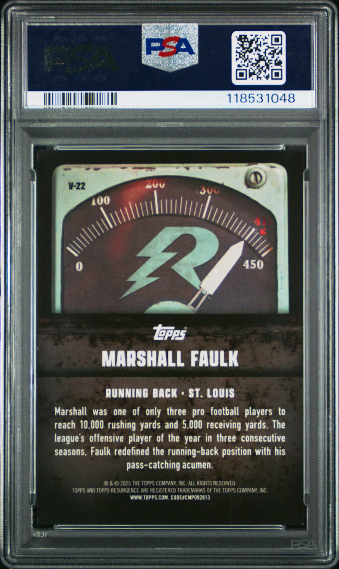 2024 Topps Resurgence Voltaic Marshall Faulk #V22 (Voltaic-Gold Power Surge) Mint 9 back