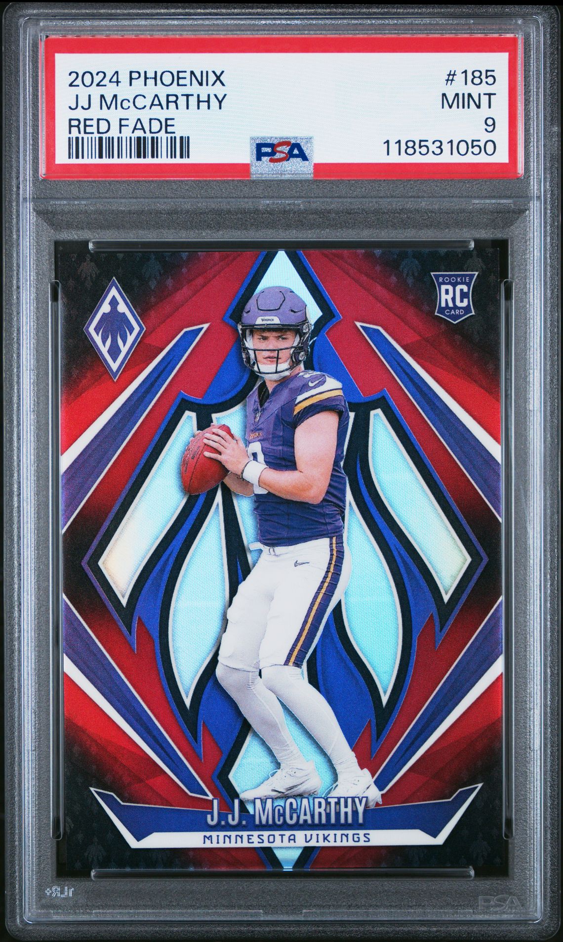 2024 Panini Phoenix Jj Mccarthy #185 (Red Fade) Mint 9 front