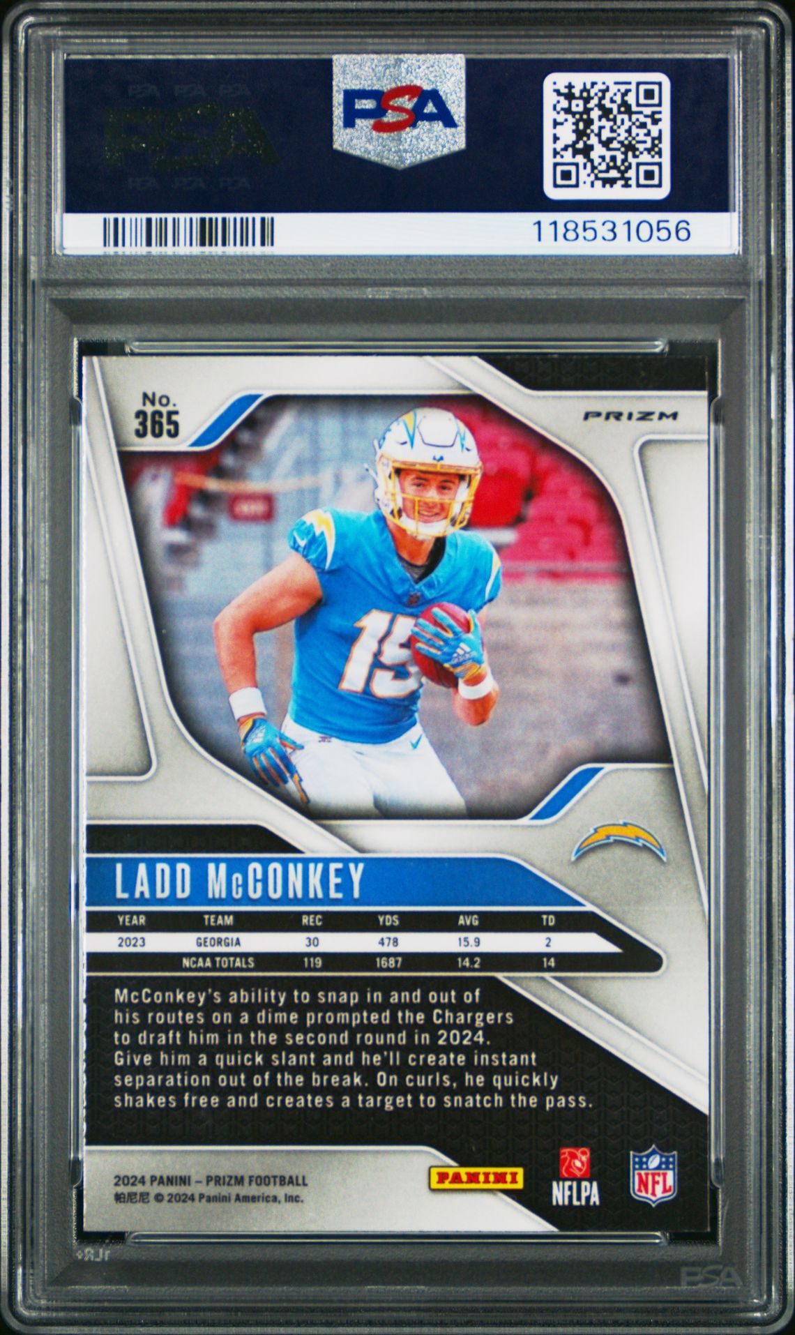 2024 Panini Prizm Ladd Mcconkey #365 (Silver Prizm) Mint 9 back