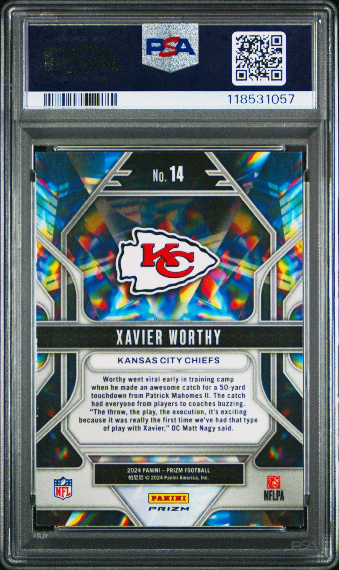 2024 Panini Prizm Prizmatic Xavier Worthy #14 (Prizmatic-Green Prizm) Gem Mt 10 back
