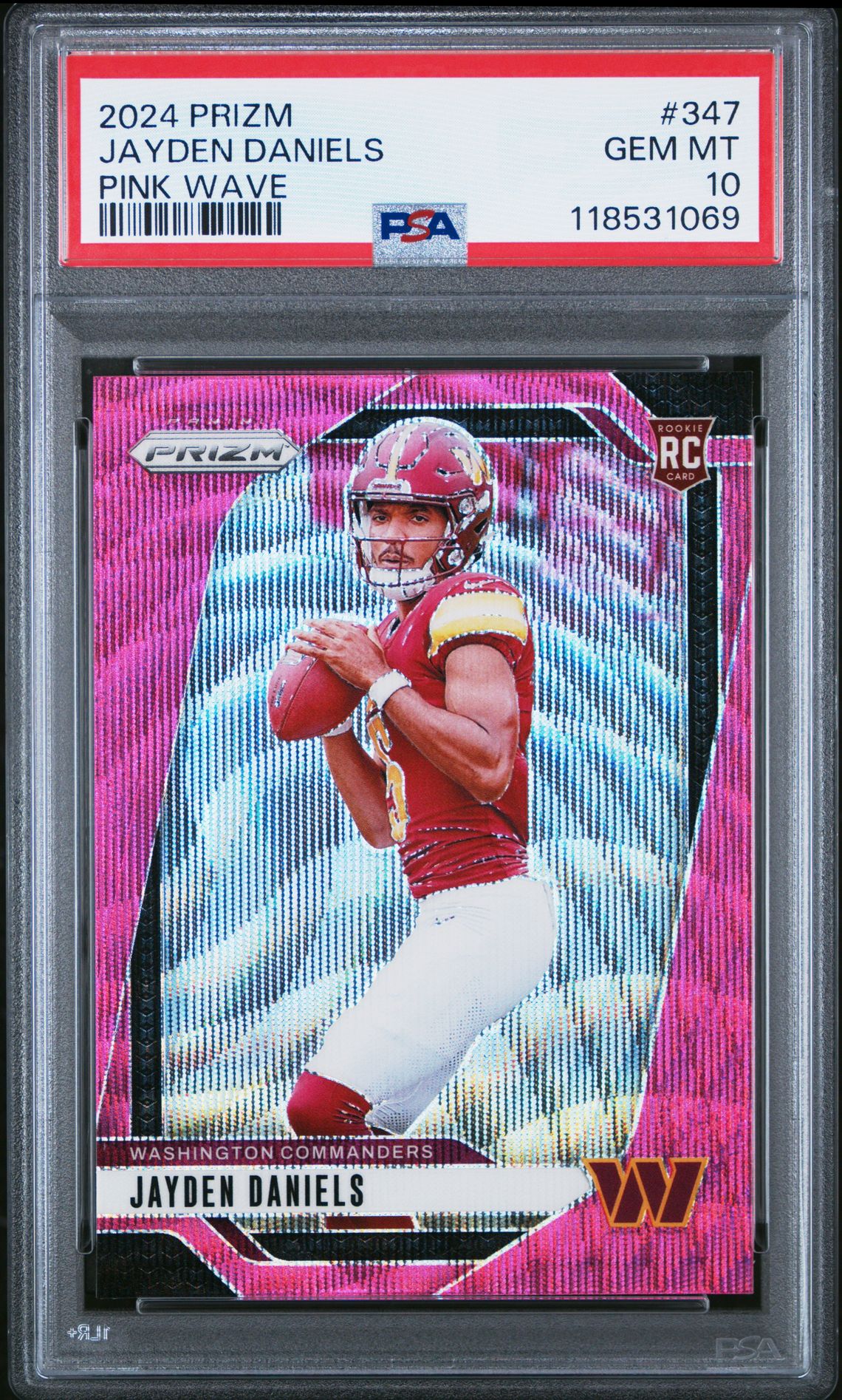 2024 Panini Prizm Jayden Daniels #347 (Pink Wave) Gem Mt 10 front