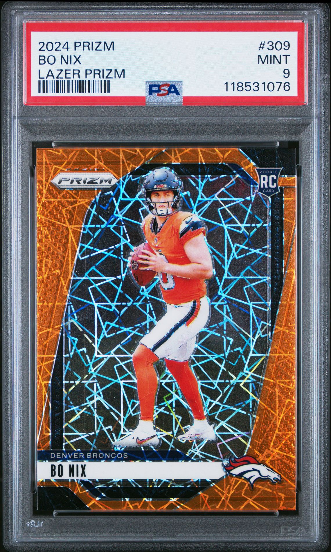 2024 Panini Prizm Bo Nix #309 (Lazer Prizm) Mint 9 front