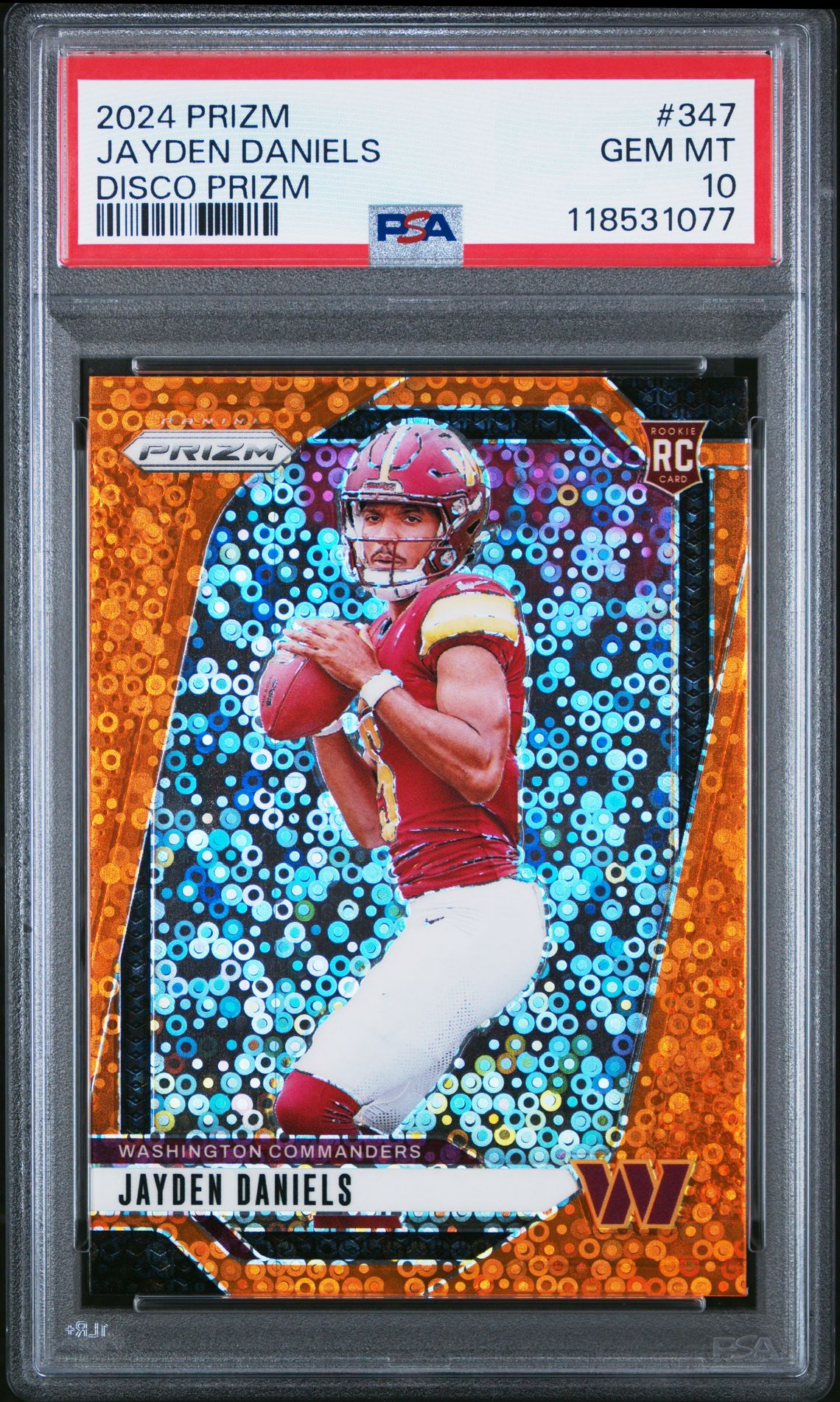 2024 Panini Prizm Jayden Daniels #347 (Disco Prizm) Gem Mt 10 front