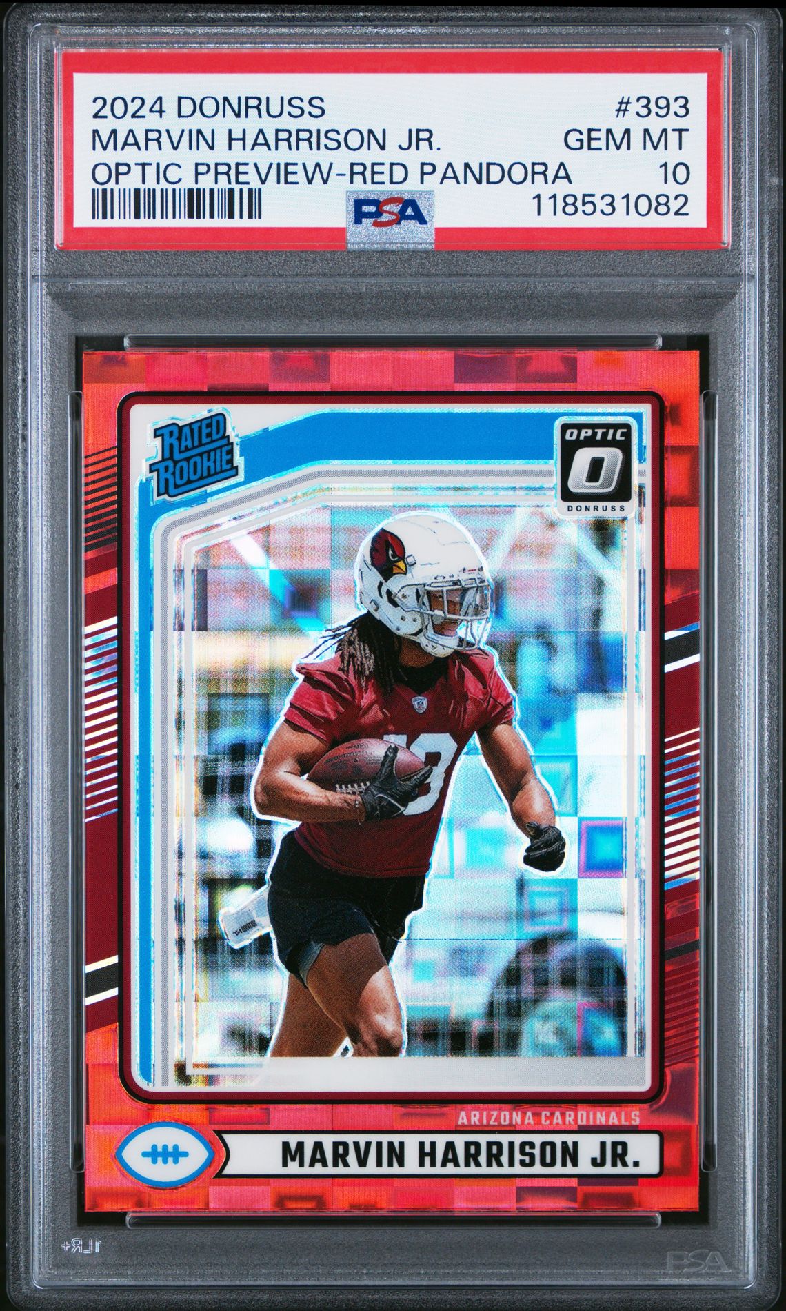 2024 Panini Donruss Marvin Harrison Jr. #393 (Optic Preview-Red Pandora) Gem Mt 10 front