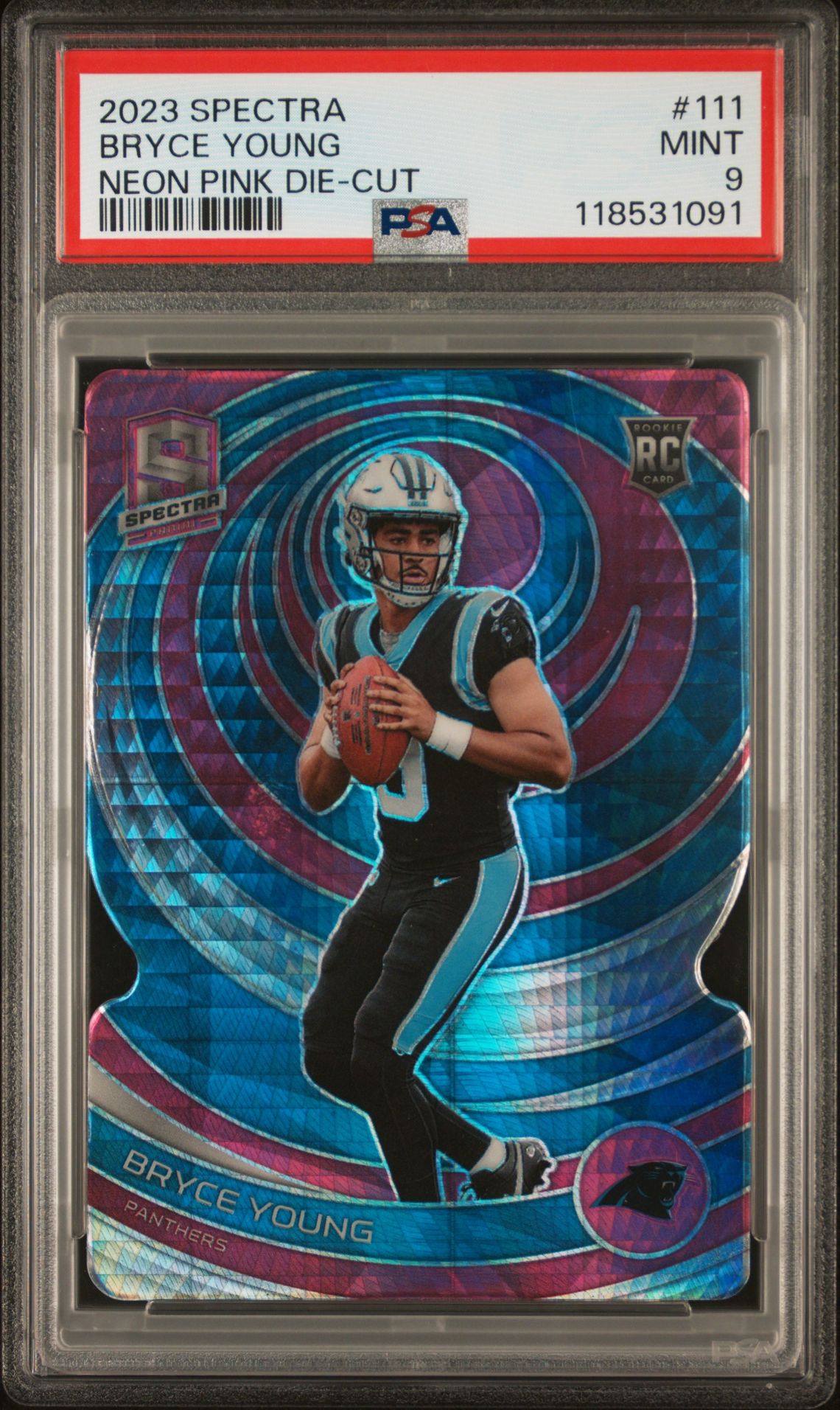 2023 Panini Spectra Bryce Young #111 (Neon Pink Die-Cut) Mint 9 front