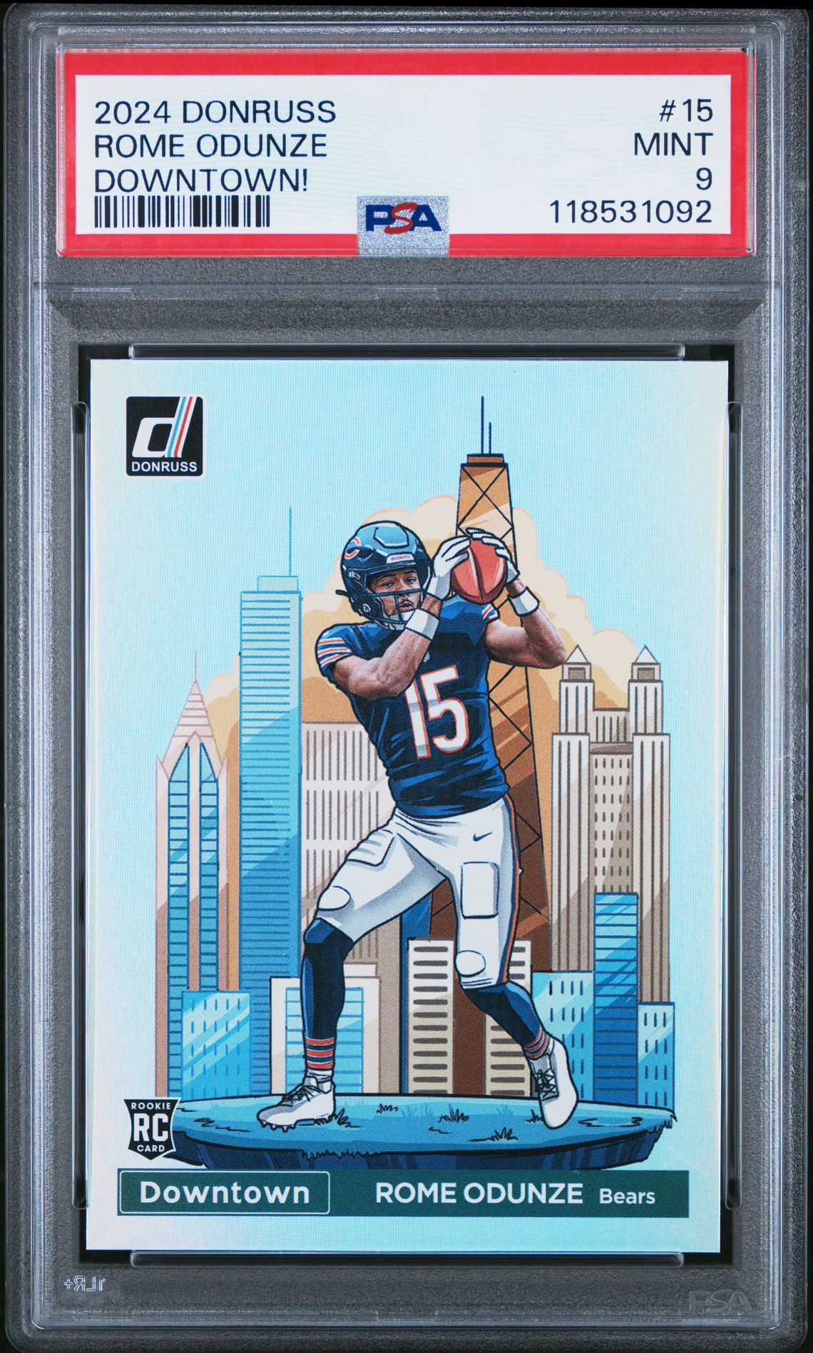2024 Panini Donruss Downtown! Rome Odunze #15 Mint 9 front