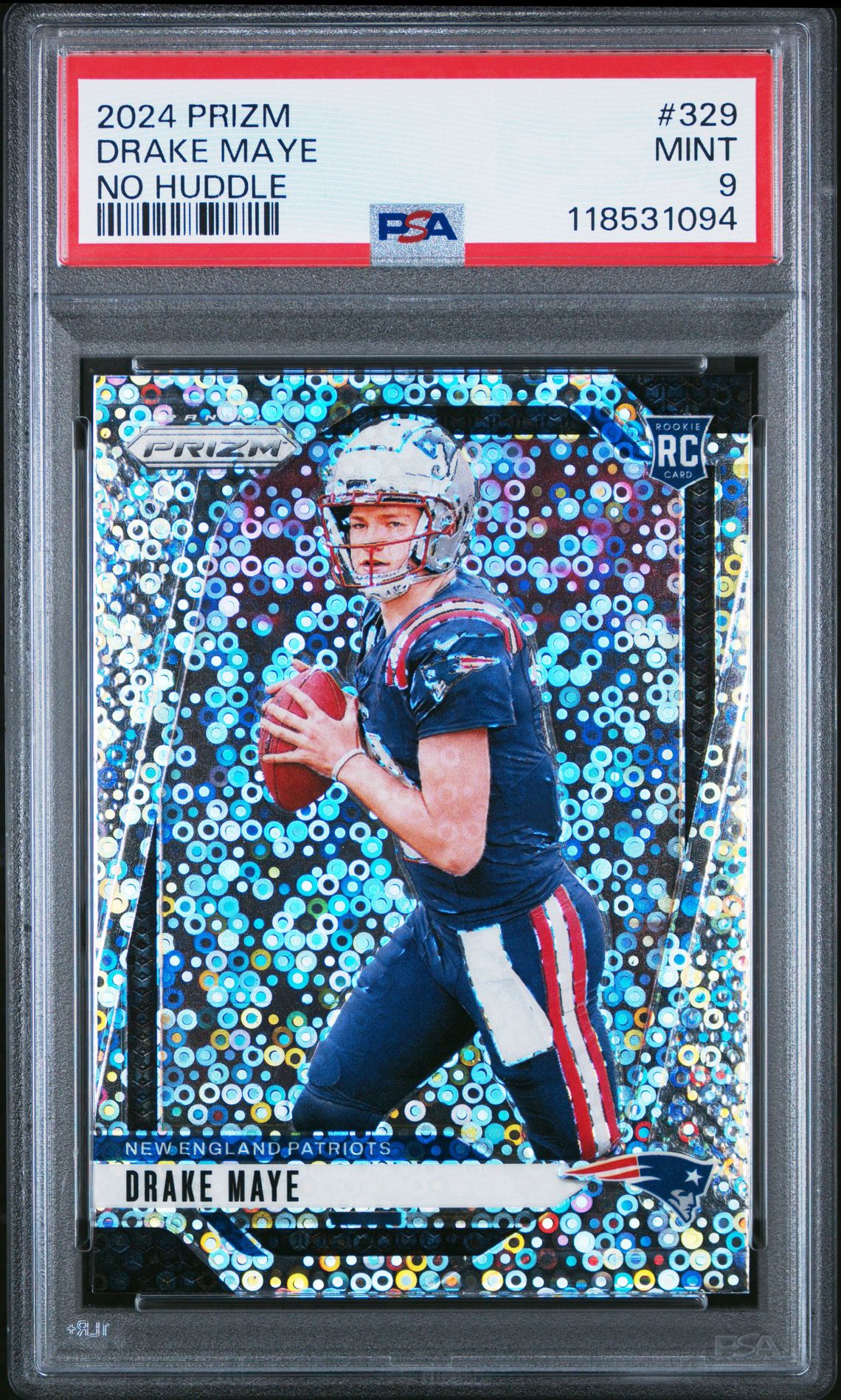 2024 Panini Prizm Drake Maye #329 (No Huddle) Mint 9 front