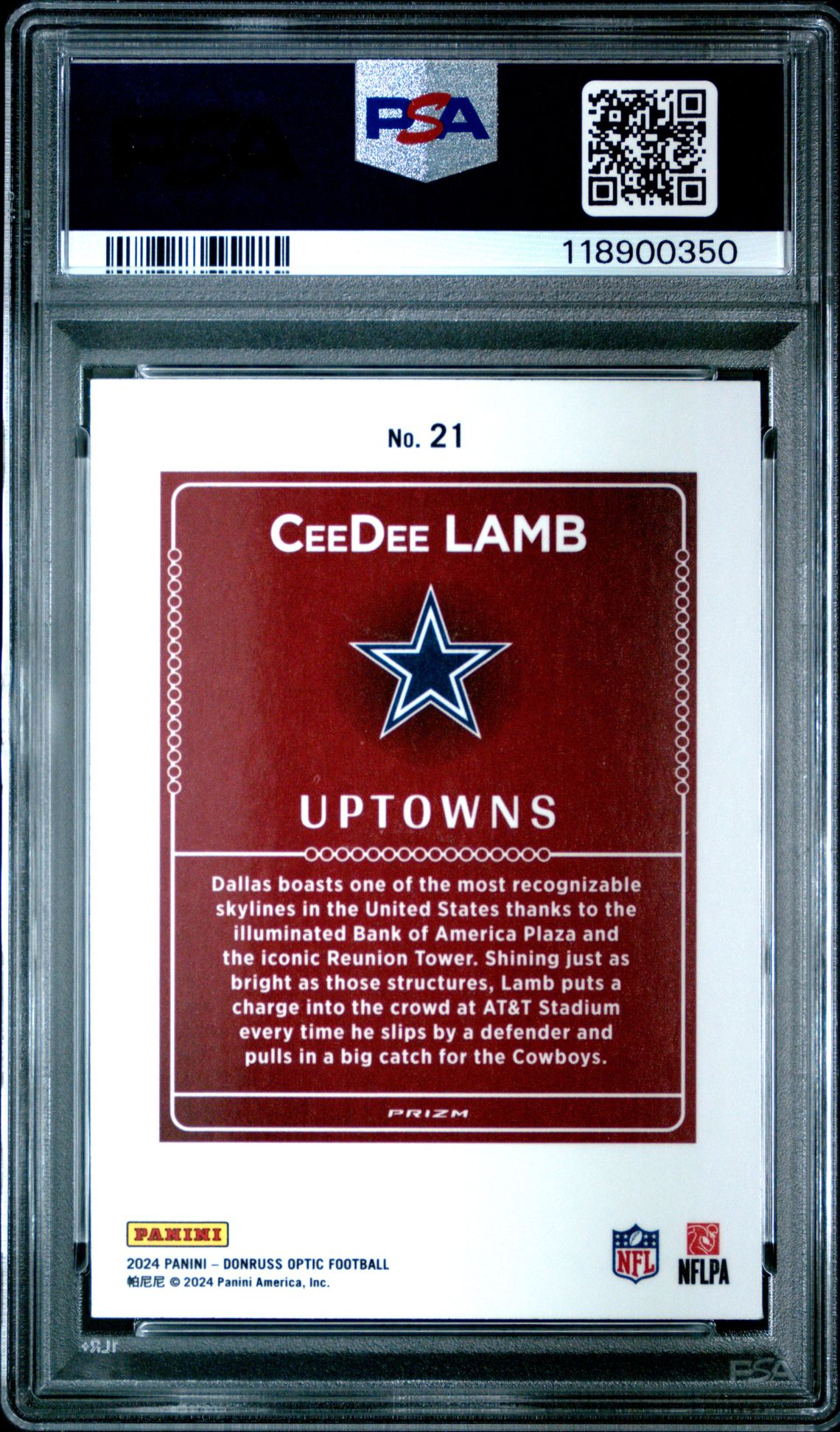 2024 Panini Donruss Optic Uptowns Ceedee Lamb #21 Mint 9 back