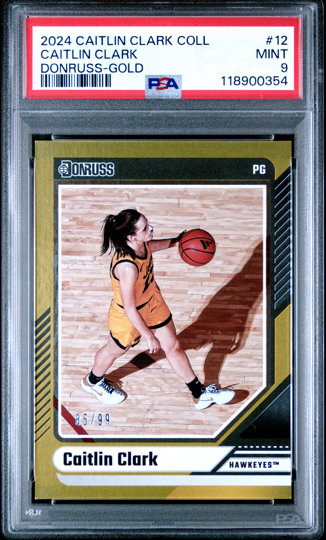 2024 Panini Caitlin Clark Collection Donruss Caitlin Clark #12 (Donruss-Gold) Mint 9 front
