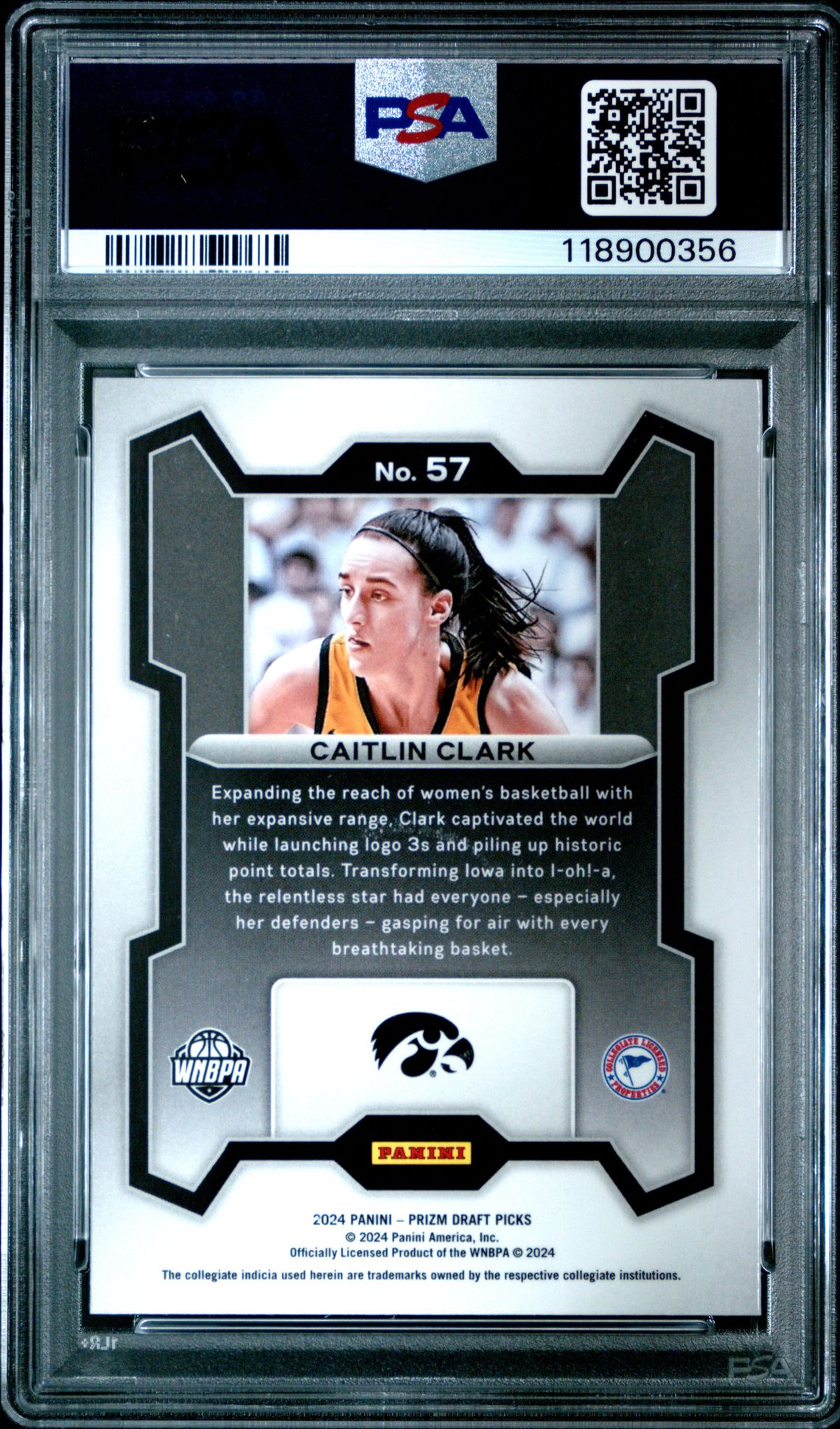 2024 Panini Prizm Draft Picks Caitlin Clark #57 Mint 9 back