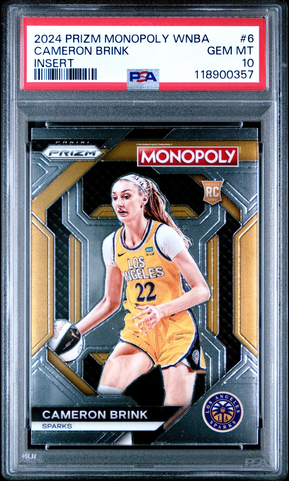 2024 Panini Prizm Monopoly Wnba Insert Cameron Brink #6 (Insert) Gem Mt 10 front