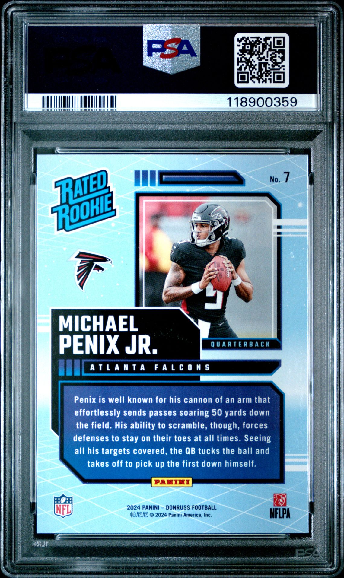 2024 Panini Donruss Rated Rookies Retro Michael Penix Jr. #7 Gem Mt 10 back