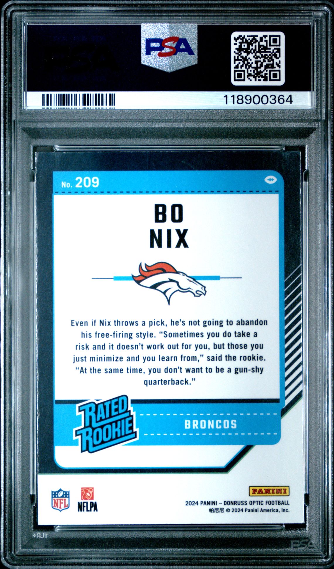 2024 Panini Donruss Optic Bo Nix #209 Nm-Mt 8 back
