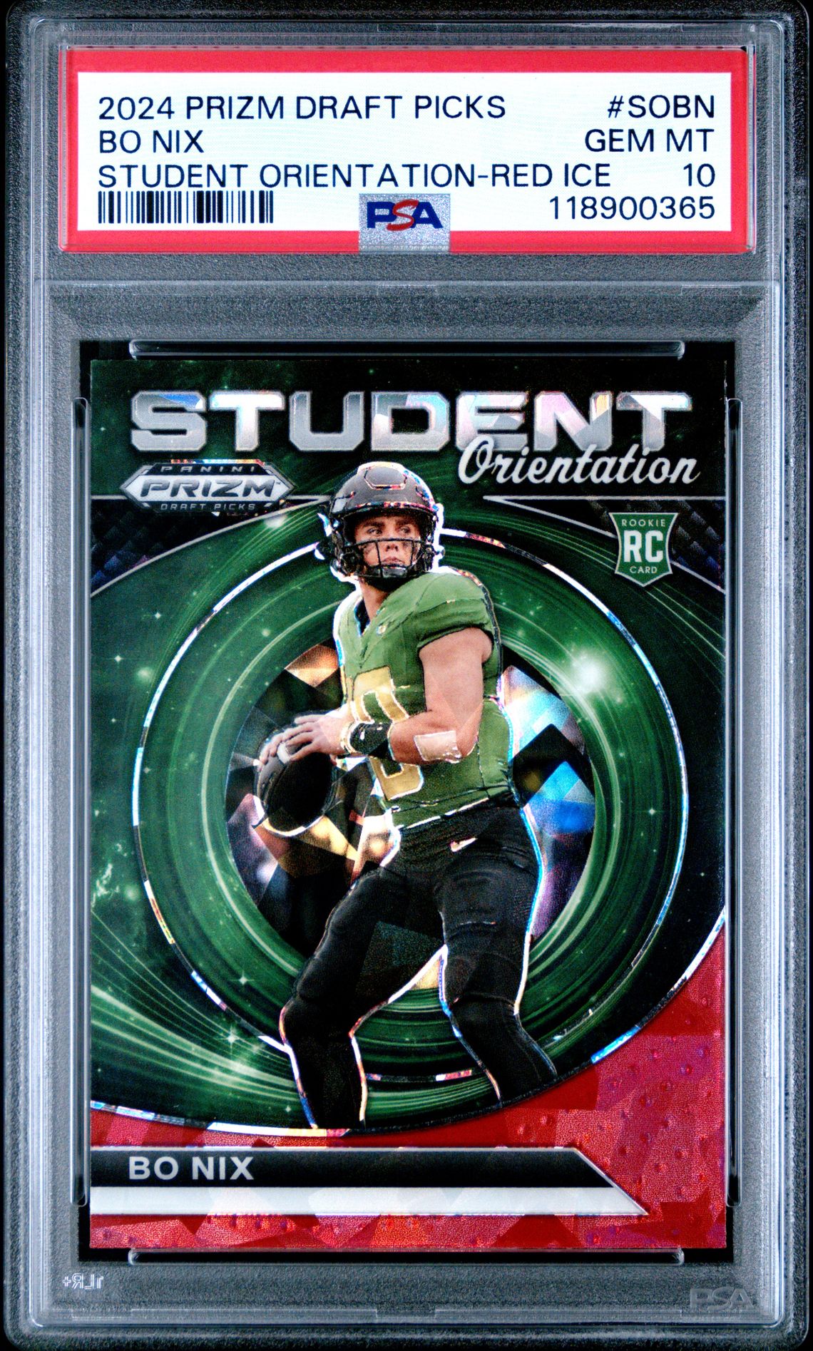 2024 Panini Prizm Draft Picks Student Orientation Bo Nix #Sobn (Student Orientation-Red Ice) Gem Mt 10 front