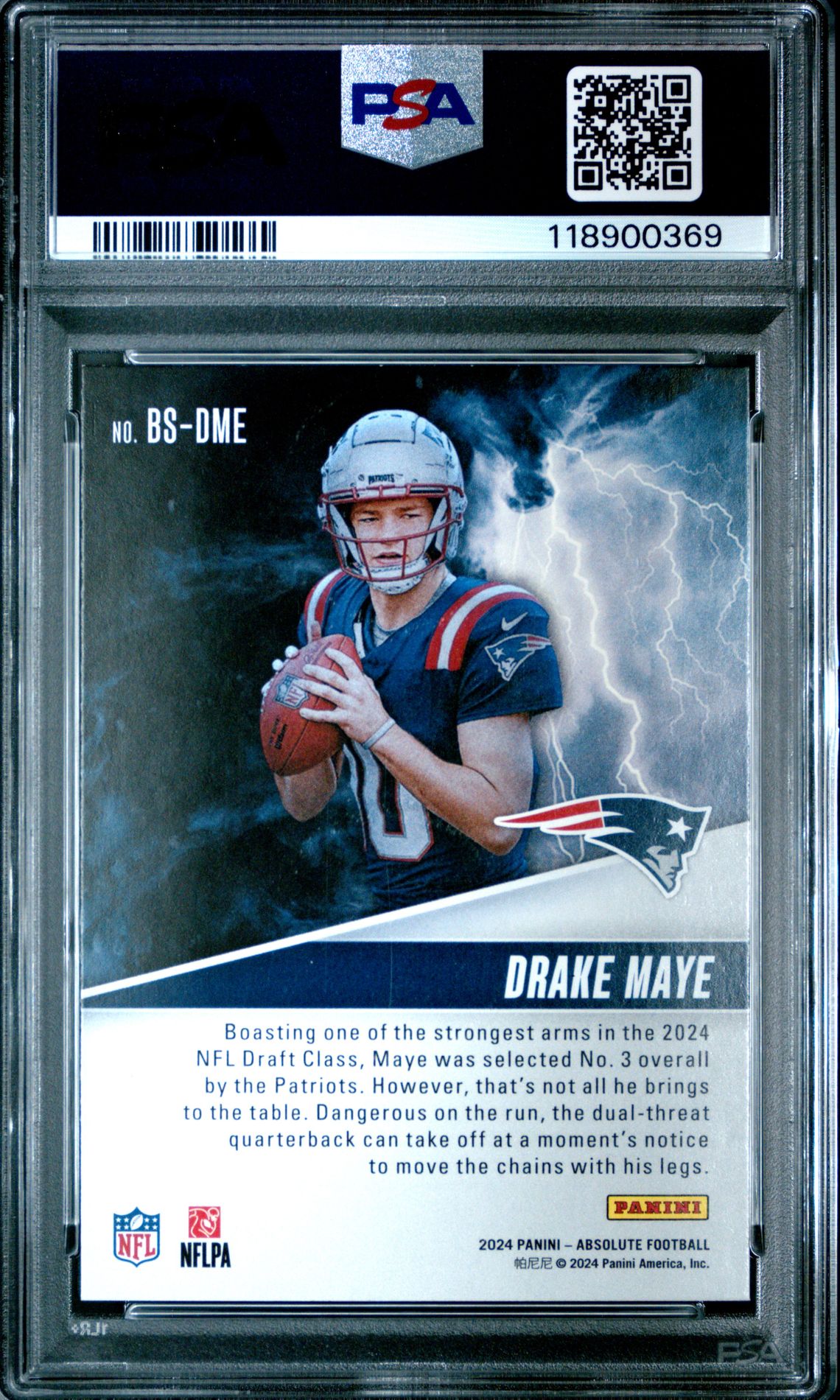 2024 Panini Absolute By Storm Drake Maye #Bsdme Mint 9 back