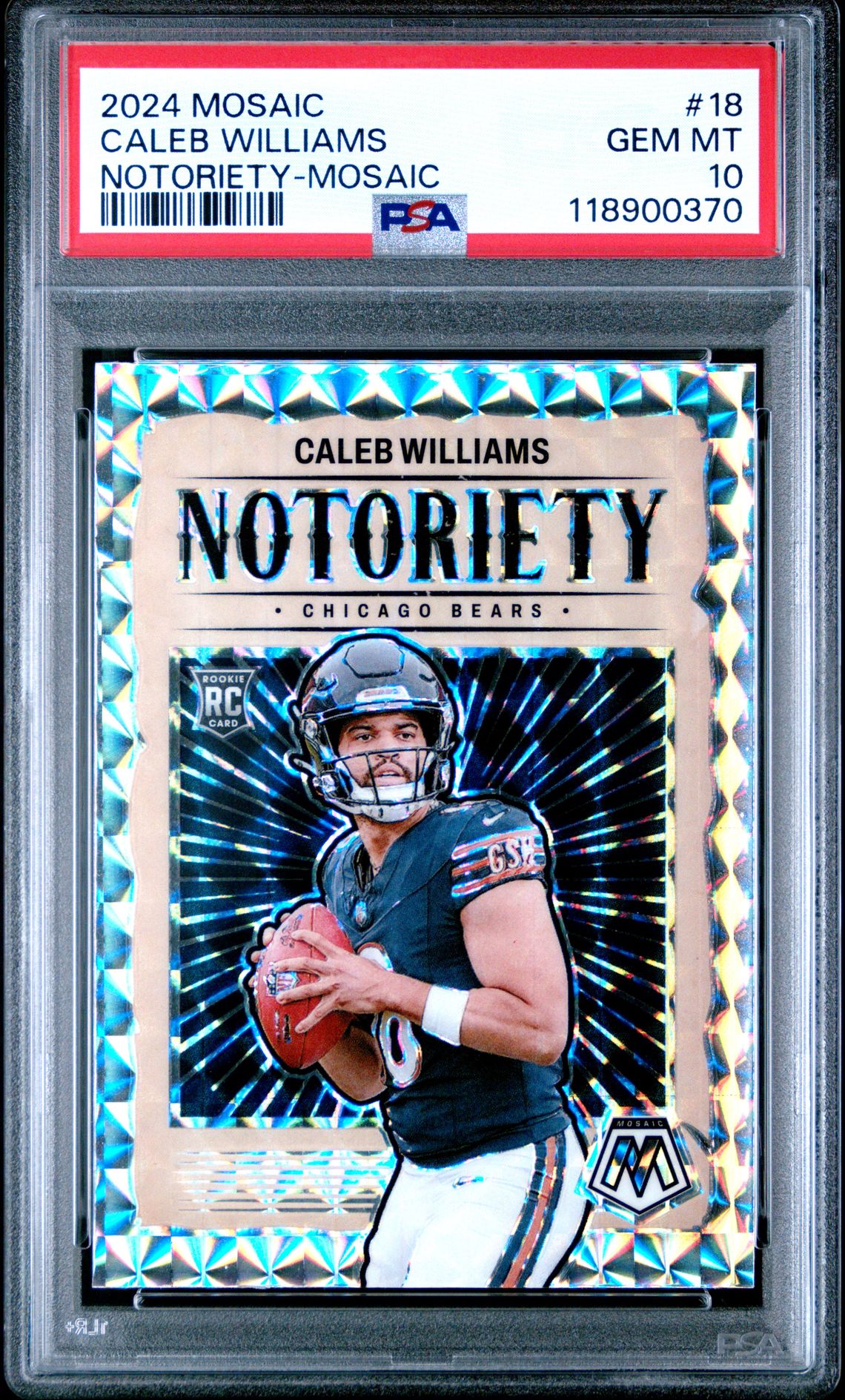2024 Panini Mosaic Notoriety Caleb Williams #18 (Notoriety-Mosaic) Gem Mt 10 front