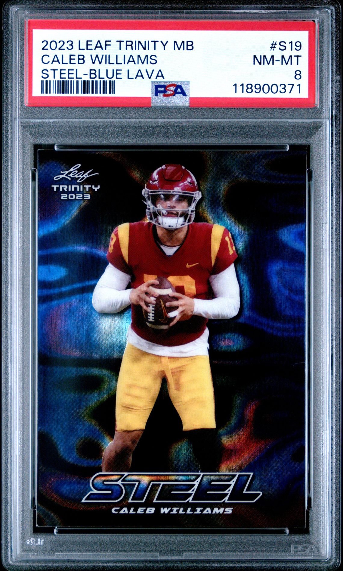 2023 Leaf Trinity Mega Box Steel Caleb Williams #S19 (Steel-Blue Lava) Nm-Mt 8 front