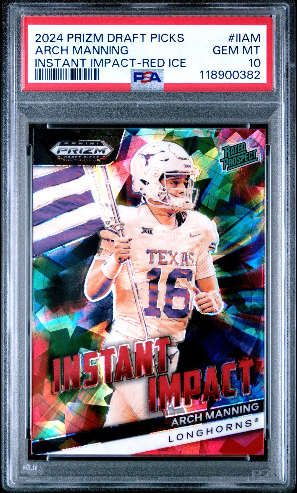 2024 Panini Prizm Draft Picks Instant Impact Arch Manning #Iiam (Instant Impact-Red Ice) Gem Mt 10 front