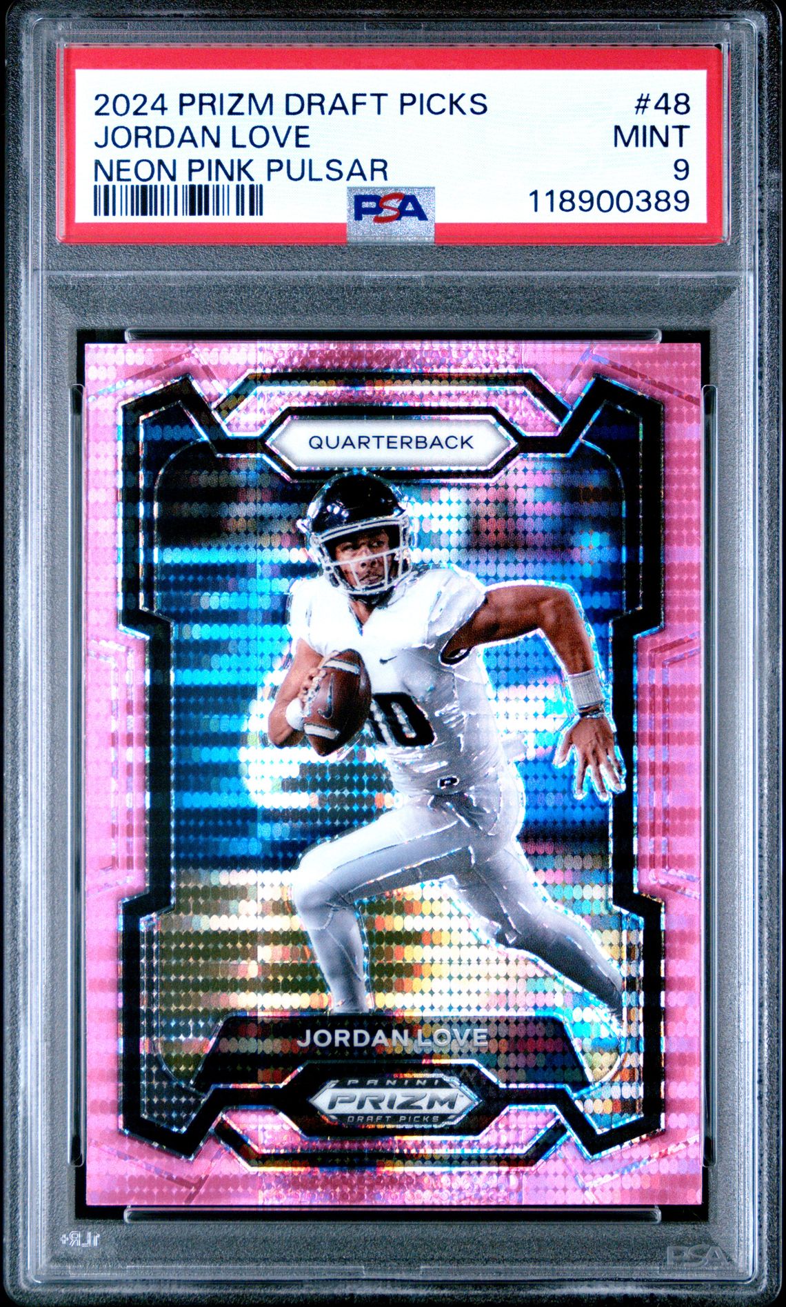 2024 Panini Prizm Draft Picks Jordan Love #48 (Neon Pink Pulsar) Mint 9 front